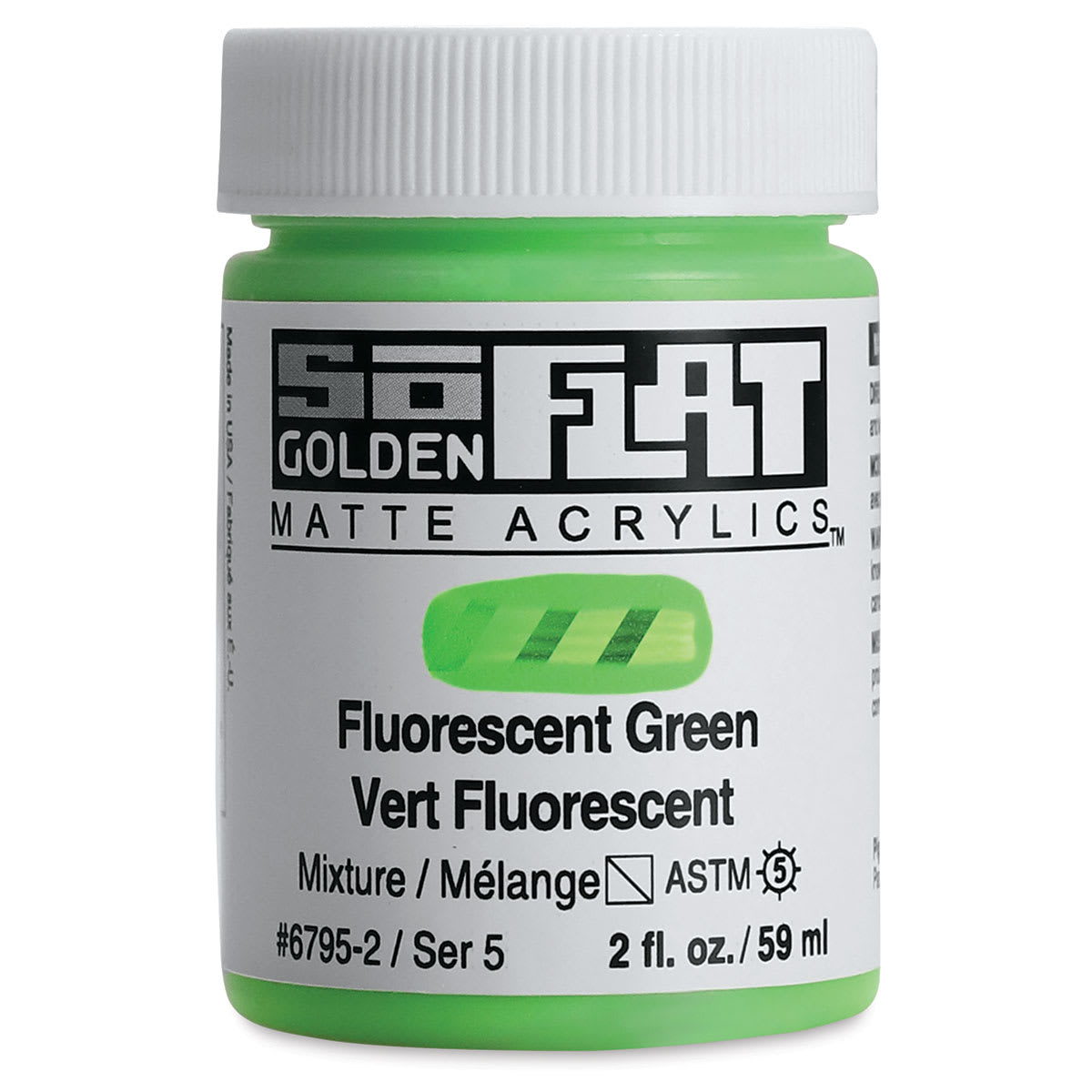 Golden SoFlat Matte Acrylic Paint - Fluorescent Green, 59 ml, Jar