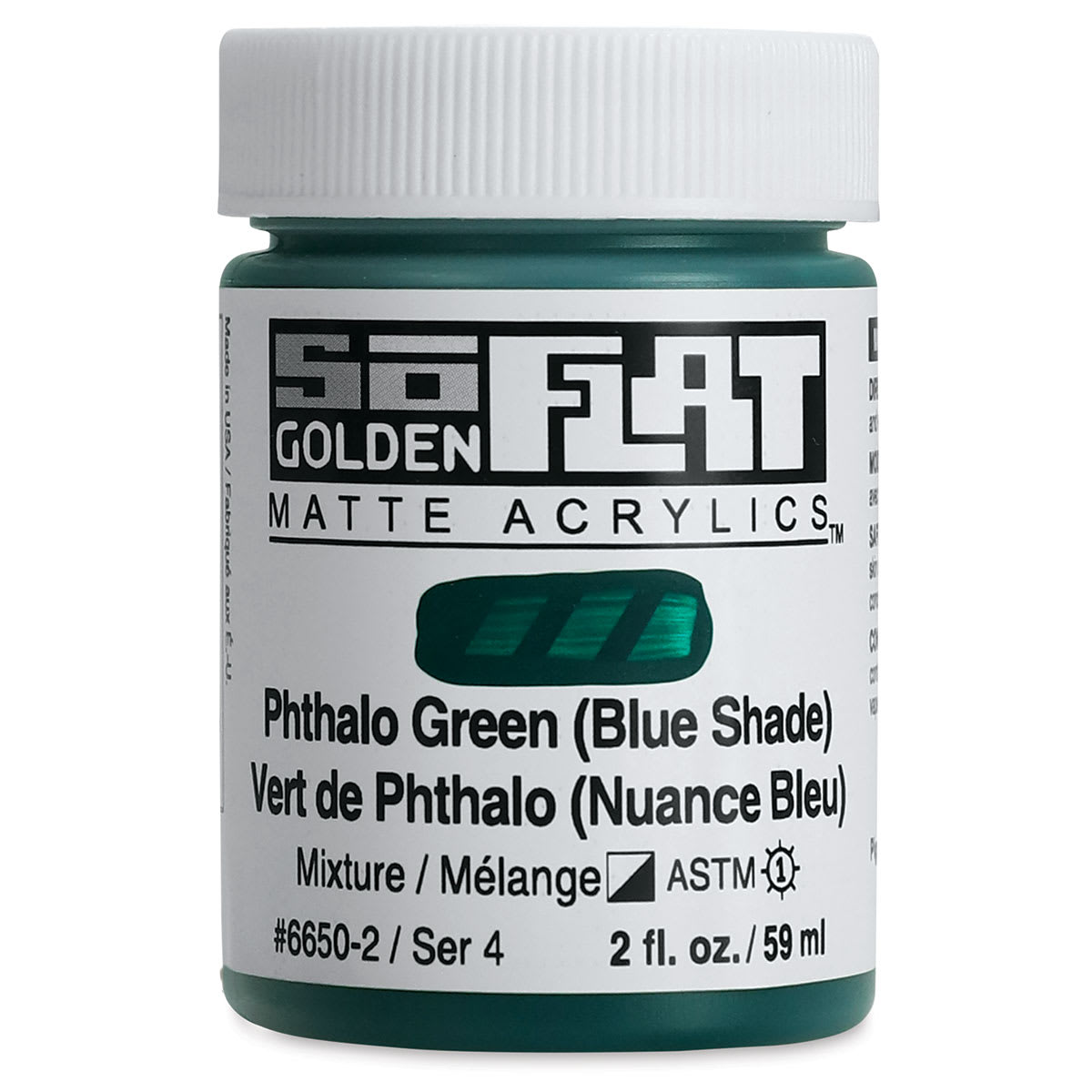 Golden SoFlat Matte Acrylic Paint - Phthalo Green (Blue Shade), 59 ml, Jar