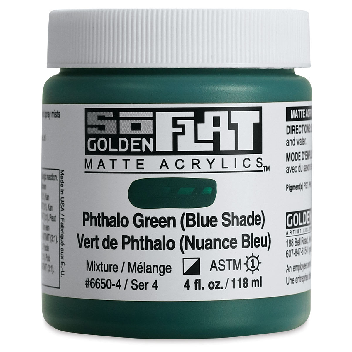Golden SoFlat Matte Acrylic Paint - Phthalo Green (Blue Shade), 118 ml, Jar Golden SoFlat Matte Acrylic Paint - Phthalo Green (Blue Shade), 118 ml, Jar