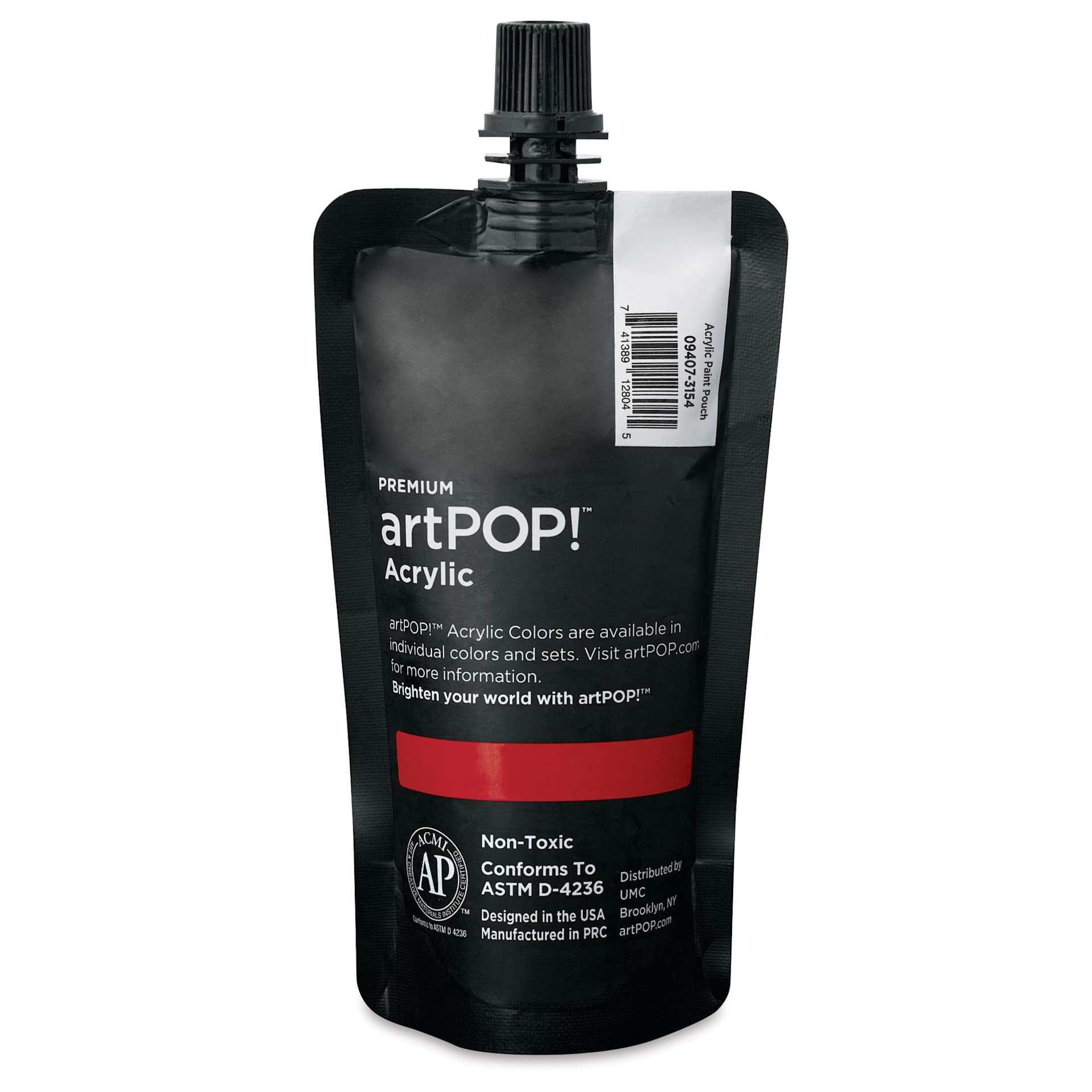 artPOP! Premium Heavy Body Acrylic Paint - Carmine Red, 120 ml Pouch (Back of pouch)