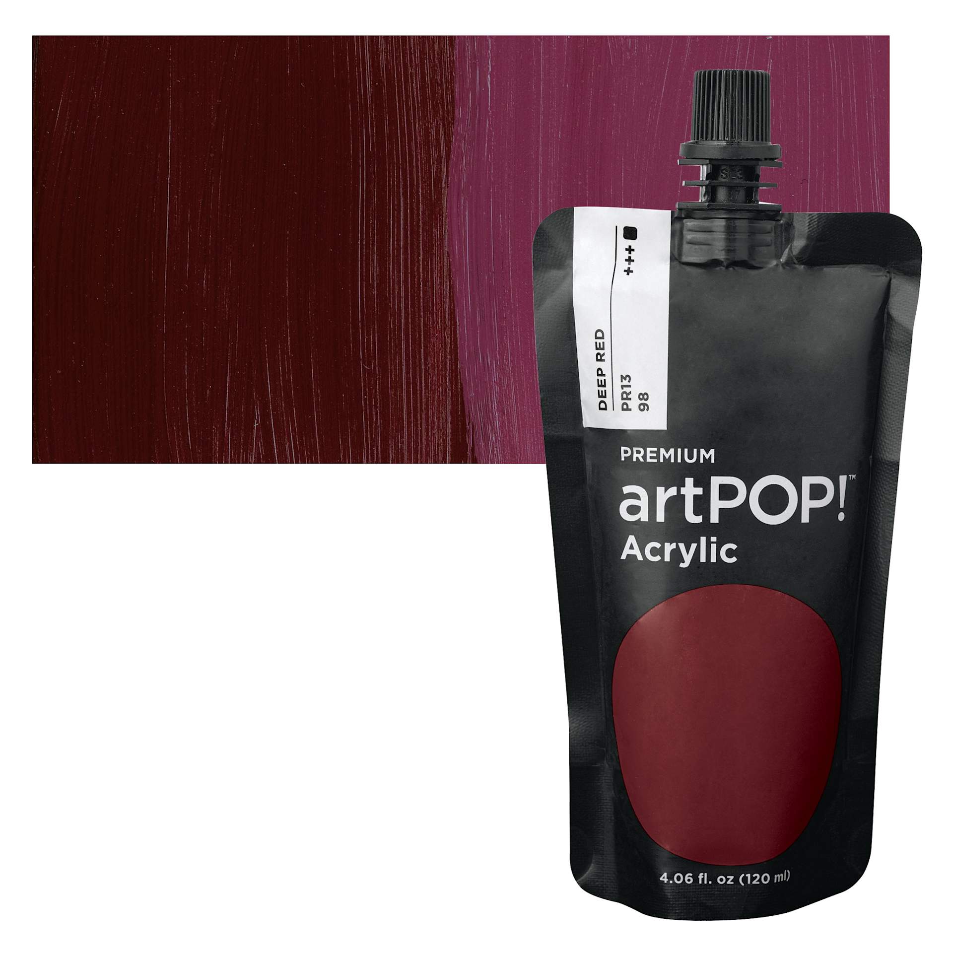 artPOP! Heavy Body Acrylic Paint - Deep Red, 120 ml Pouch and swatch