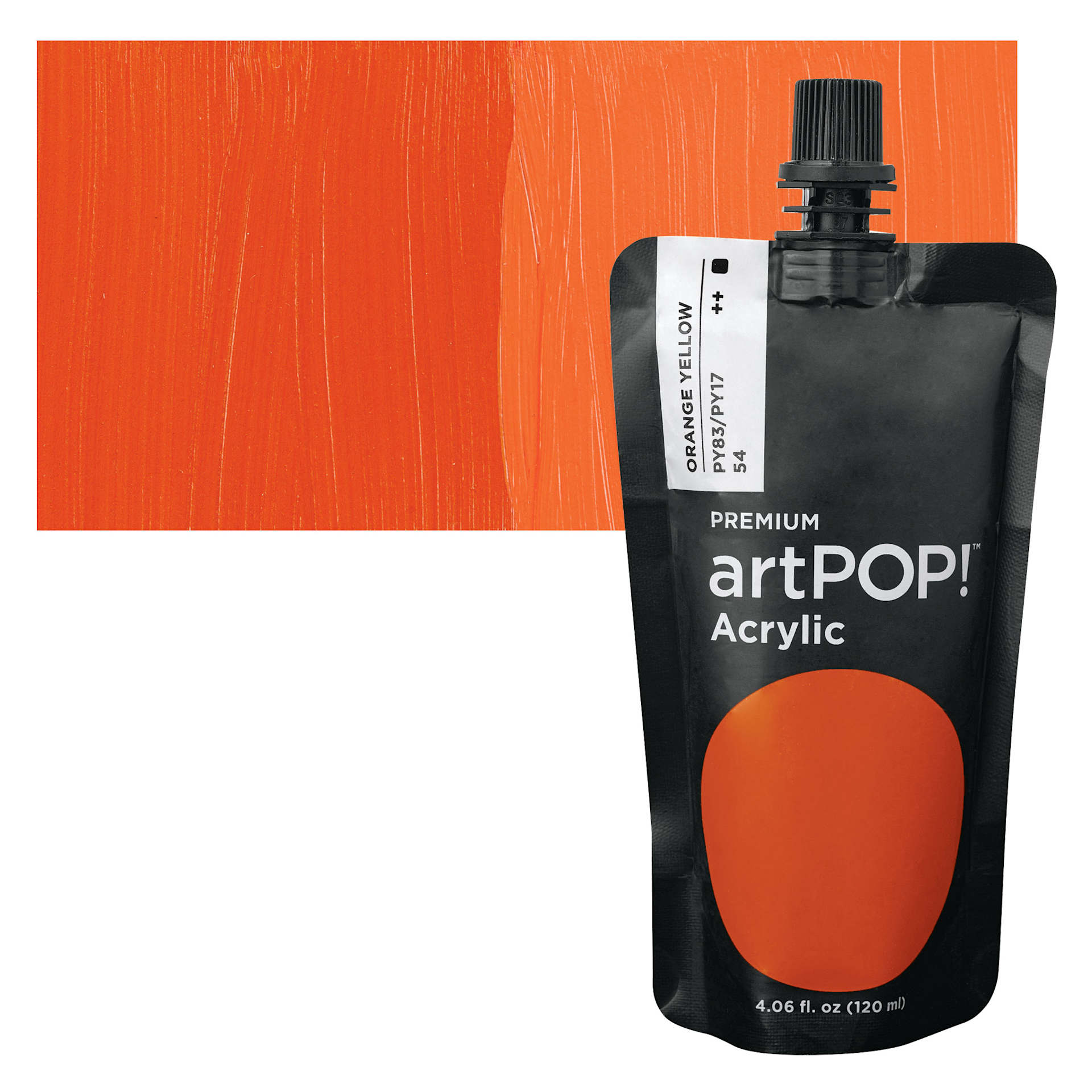 artPOP! Heavy Body Acrylic Paint - Orange Yellow, 120 ml Pouch and swatch