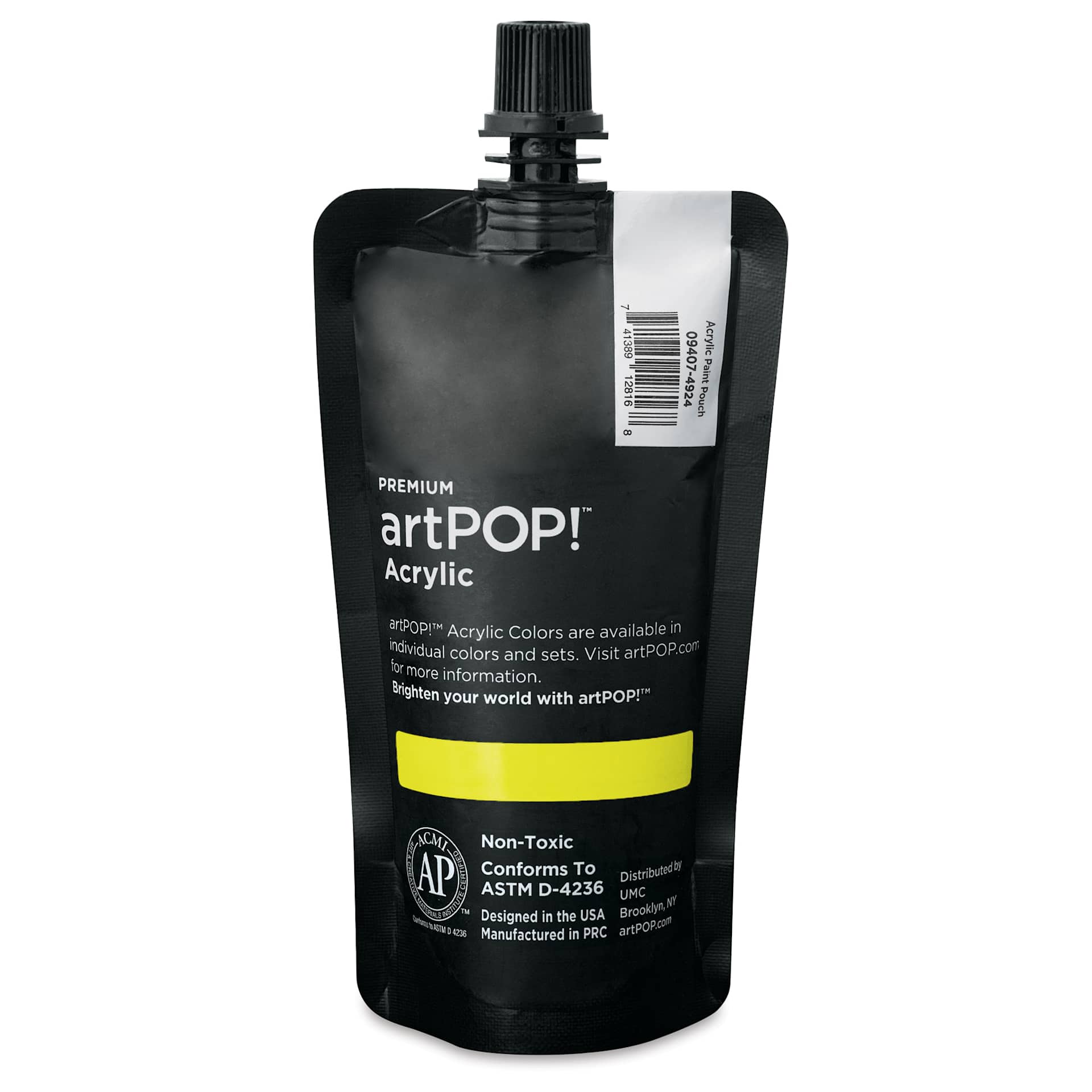 artPOP! Heavy Body Acrylic Paint - Lemon Yellow, 120 ml Pouch (Back of pouch)