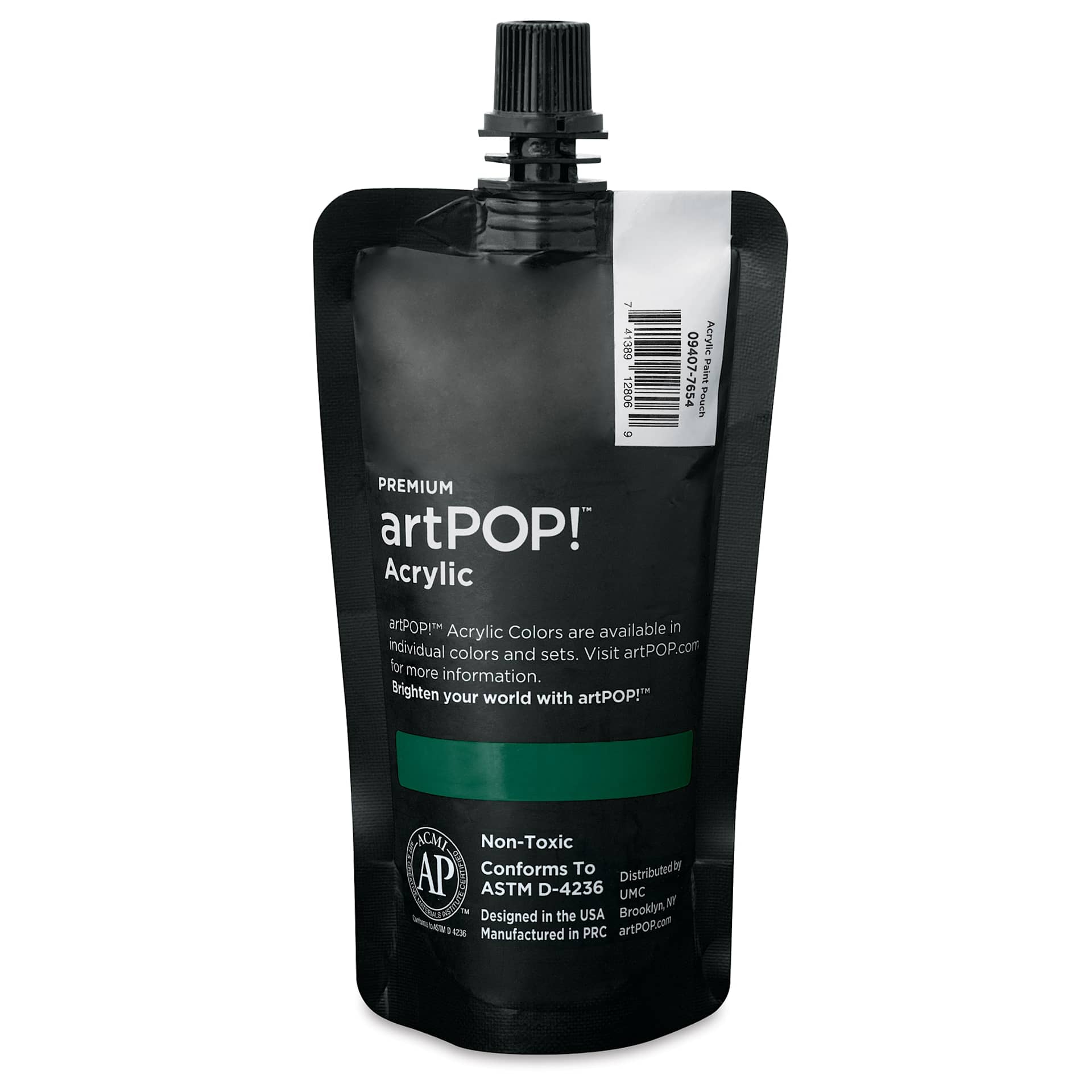 artPOP! Heavy Body Acrylic Paint - Chromium Oxide Green, 120 ml Pouch (Back of pouch)