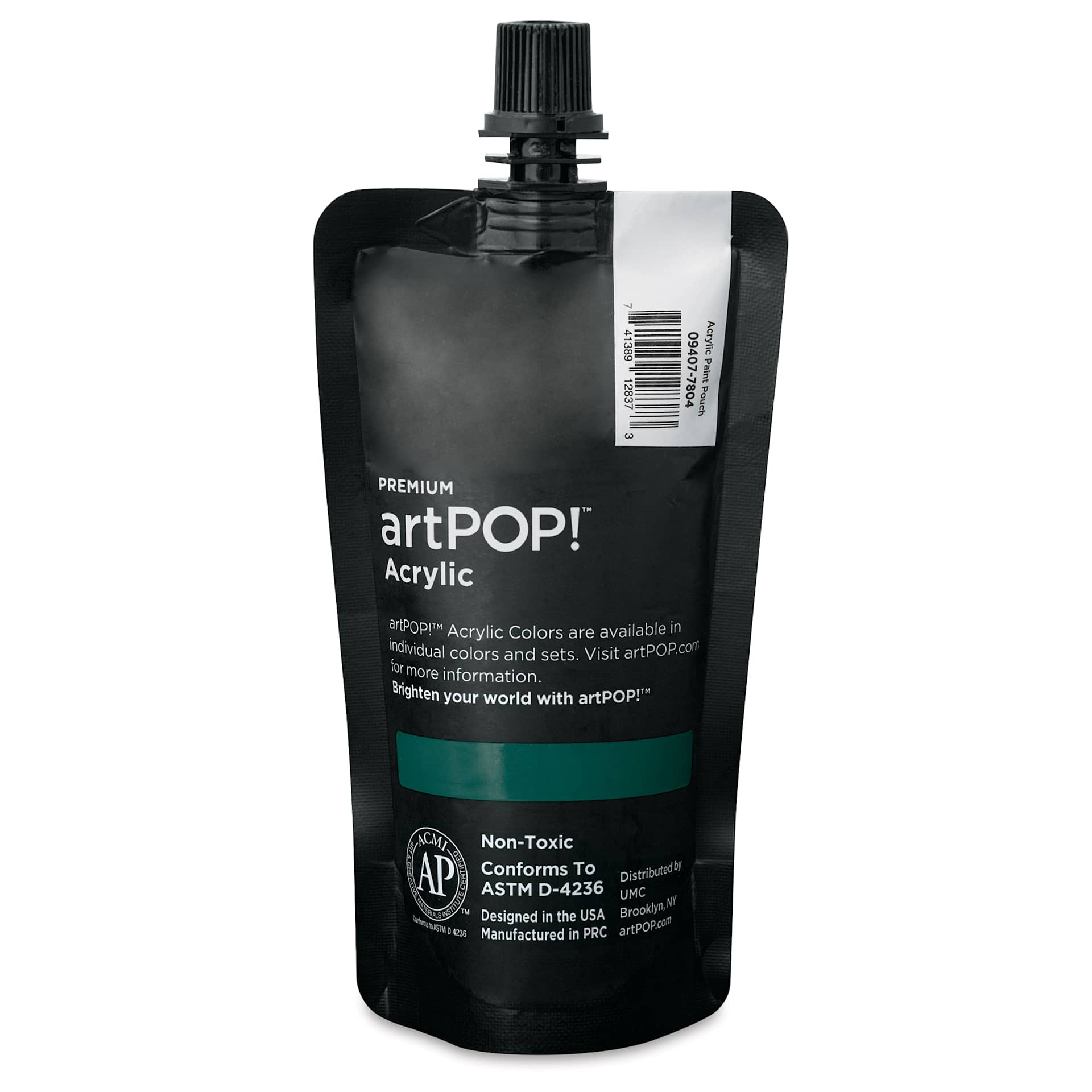 artPOP! Heavy Body Acrylic Paint - Phthalo Green, 120 ml Pouch (Back of pouch)