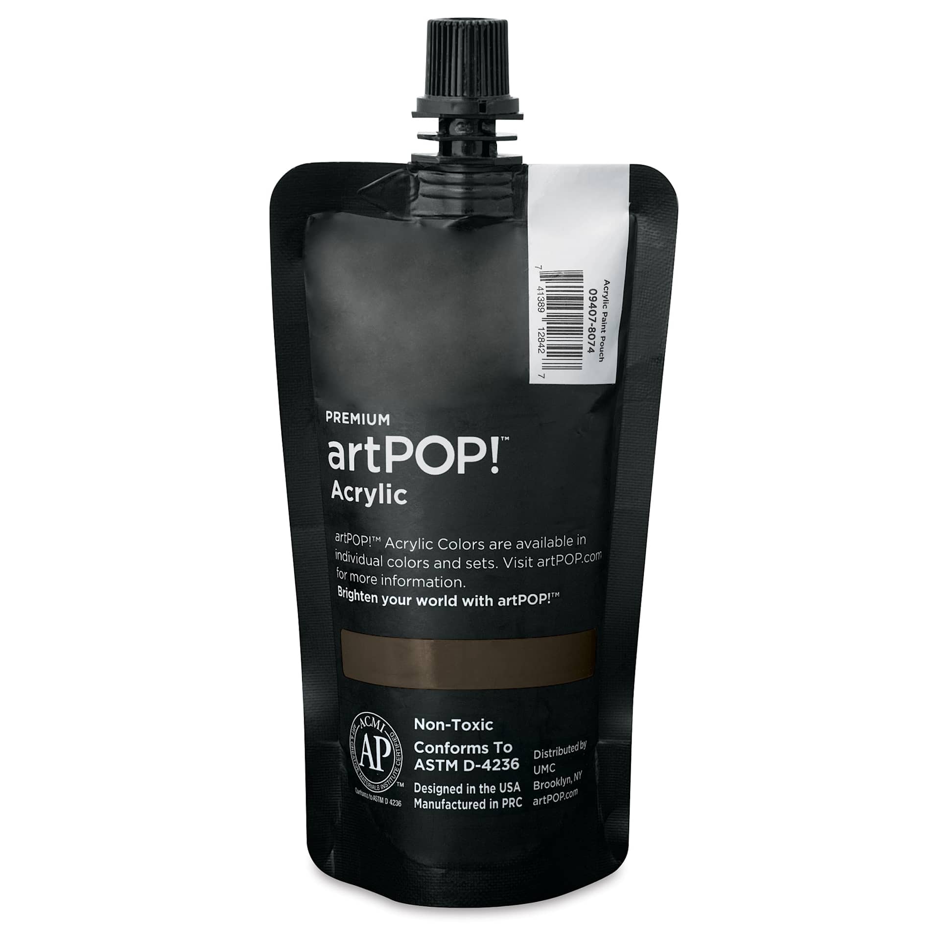artPOP! Heavy Body Acrylic Paint - Raw Umber, 120 ml Pouch (Back of pouch)