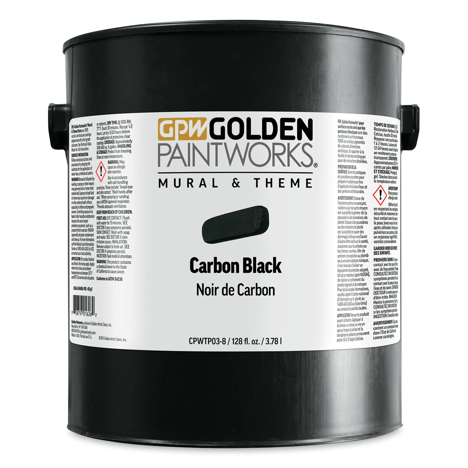 Golden Paintworks Mural and Theme Acrylic Paint - Carbon Black, 128 oz, Bucket 