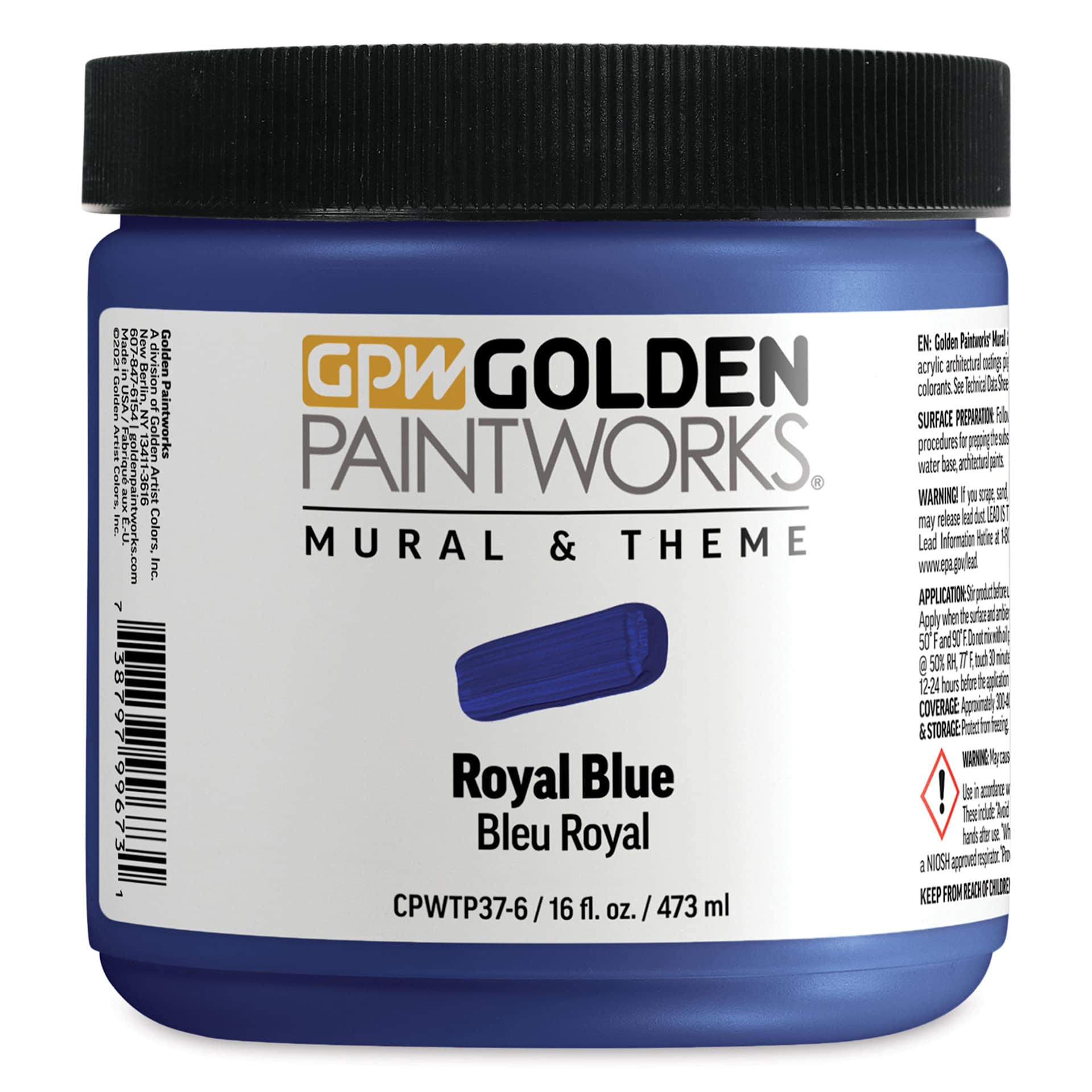 Golden Paintworks Mural and Theme Acrylic Paint - Royal Blue, 16 oz, Jar