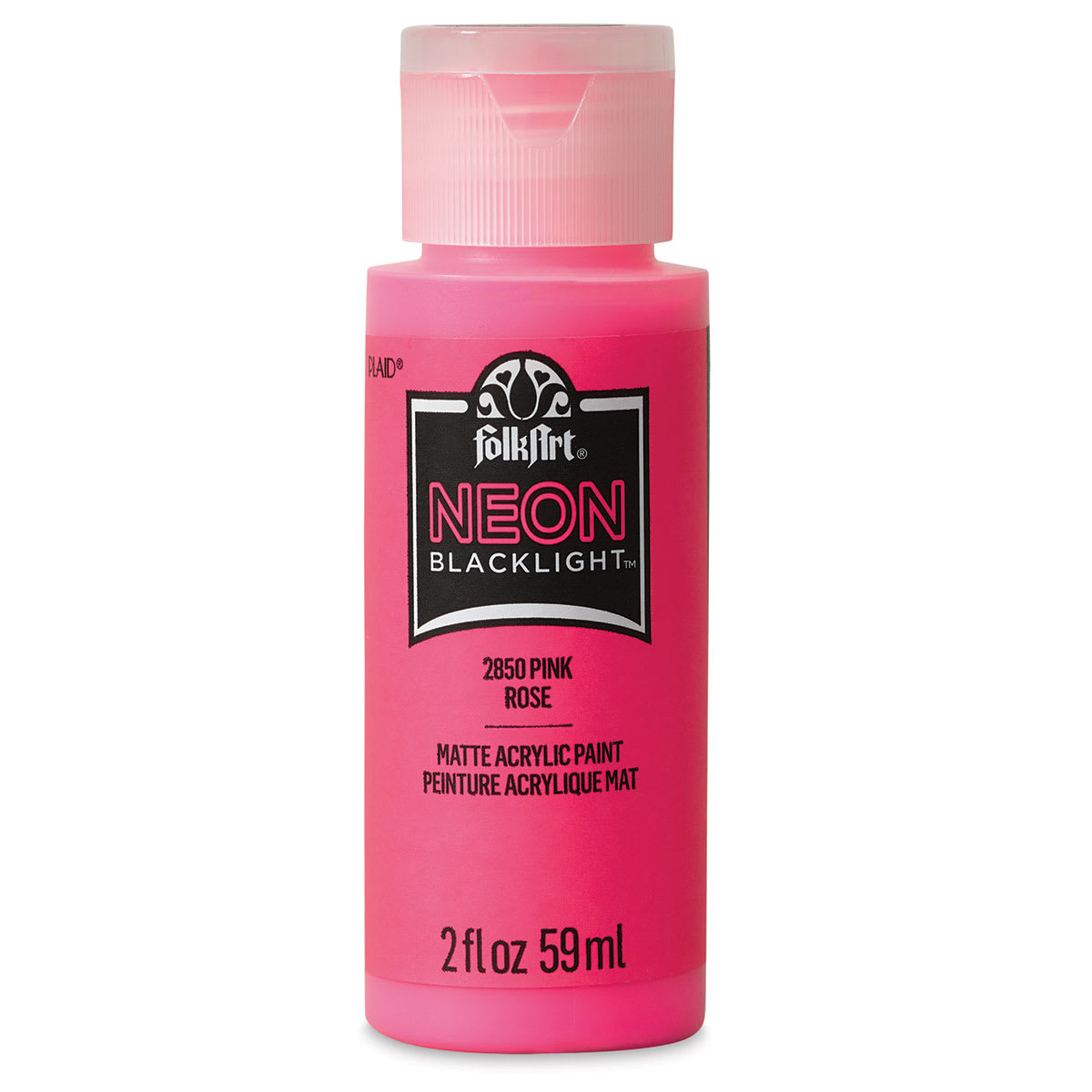 FolkArt Multi-Surface Neon Blacklight Acrylic Paint - Pink, 2 oz, Bottle (Front)