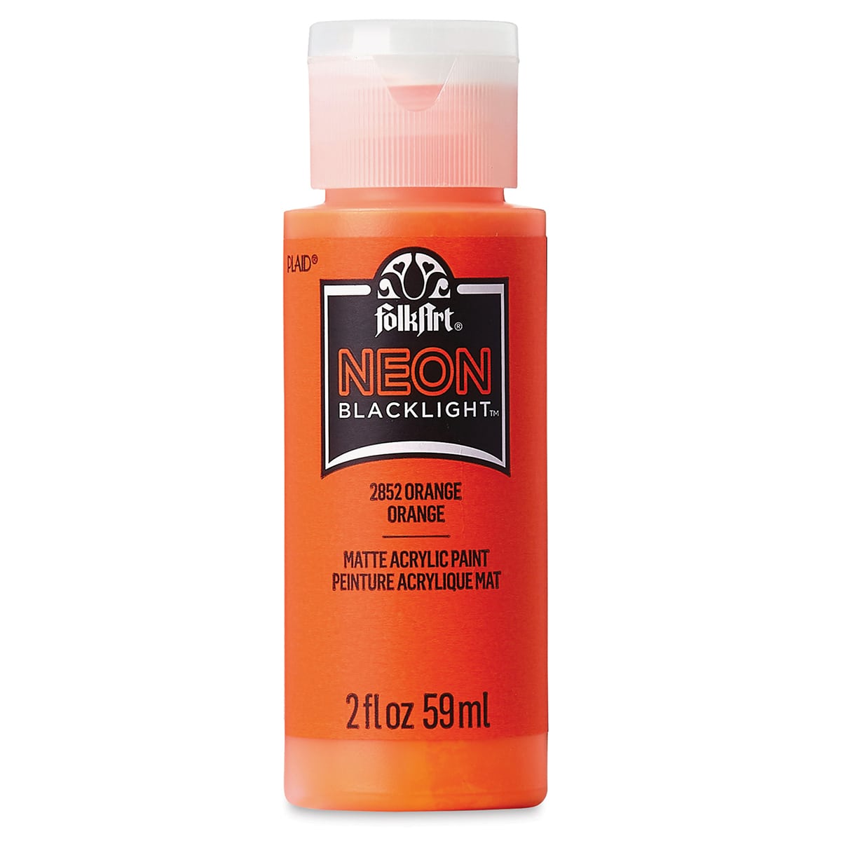 FolkArt Multi-Surface Neon Blacklight Acrylic Paint - Orange, 2 oz, Bottle (Front)