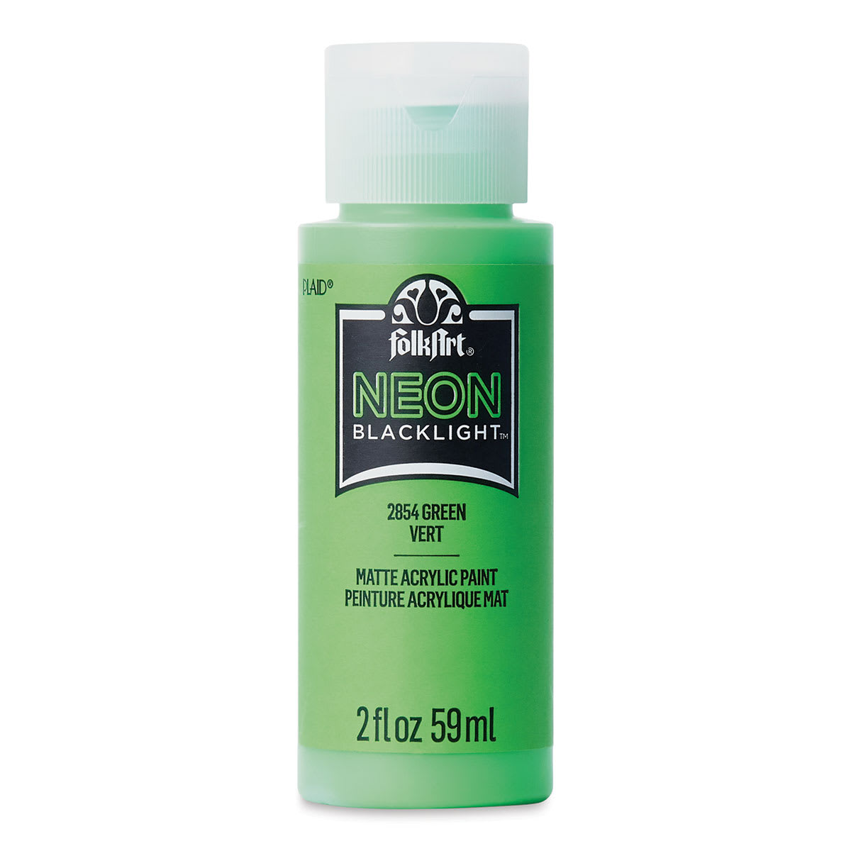 FolkArt Multi-Surface Neon Blacklight Acrylic Paint - Green, 2 oz, Bottle