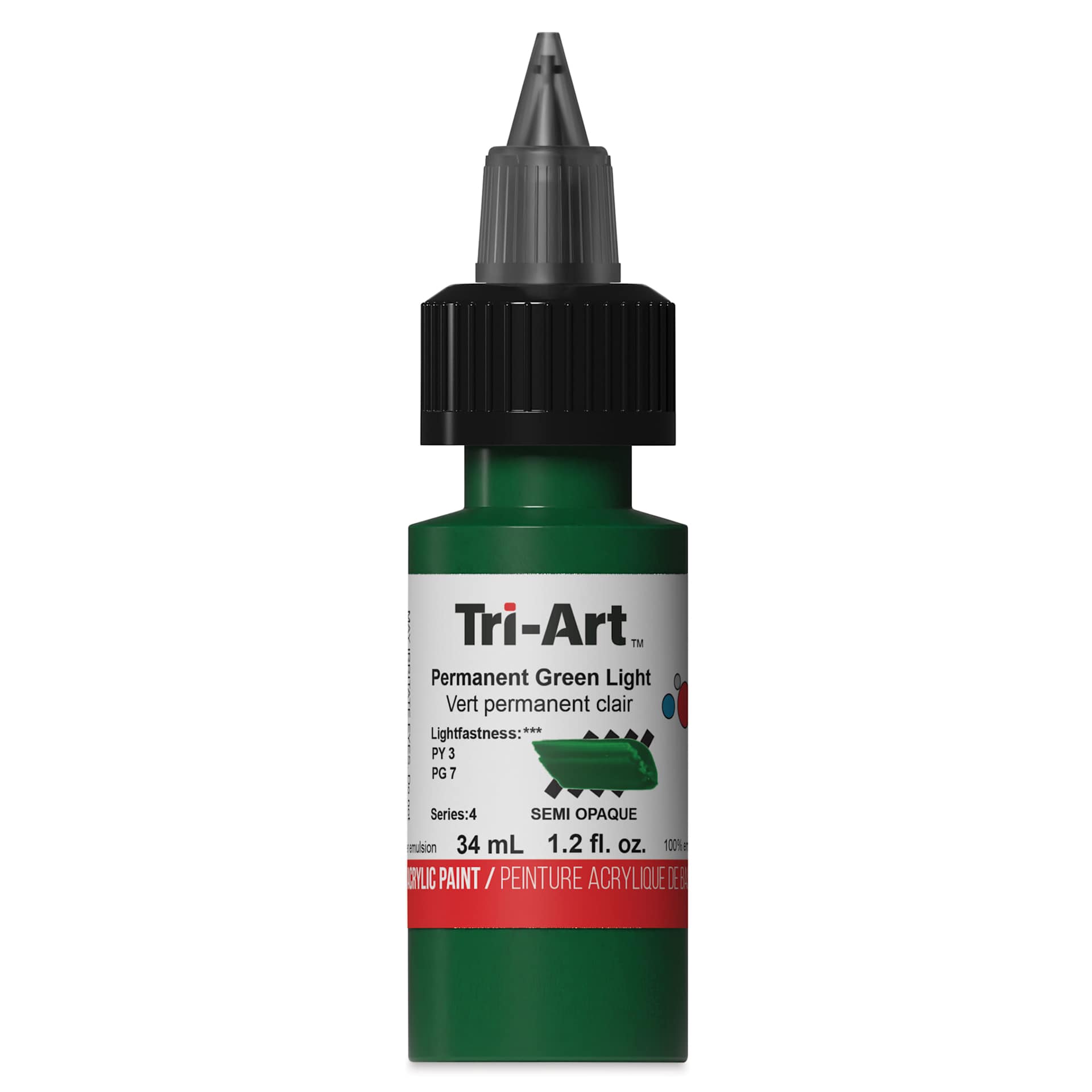Tri-Art Low-Viscosity Artist Acrylic - Permanent Green Light, 34 ml Tube