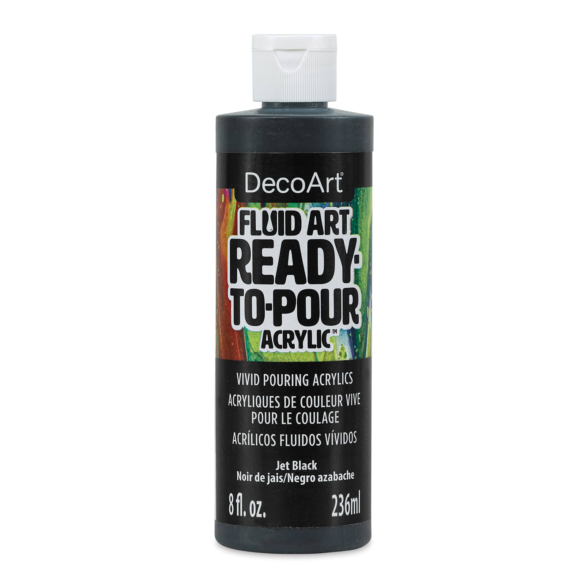 DecoArt Fluid Art Ready-To-Pour Acrylic - Jet Black, 8 oz Bottle (Front)