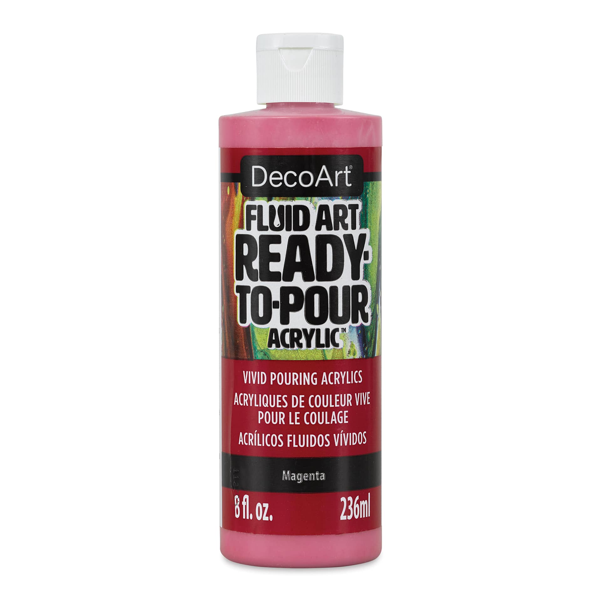 DecoArt Fluid Art Ready-To-Pour Acrylic - Magenta, 8 oz Bottle (Front)