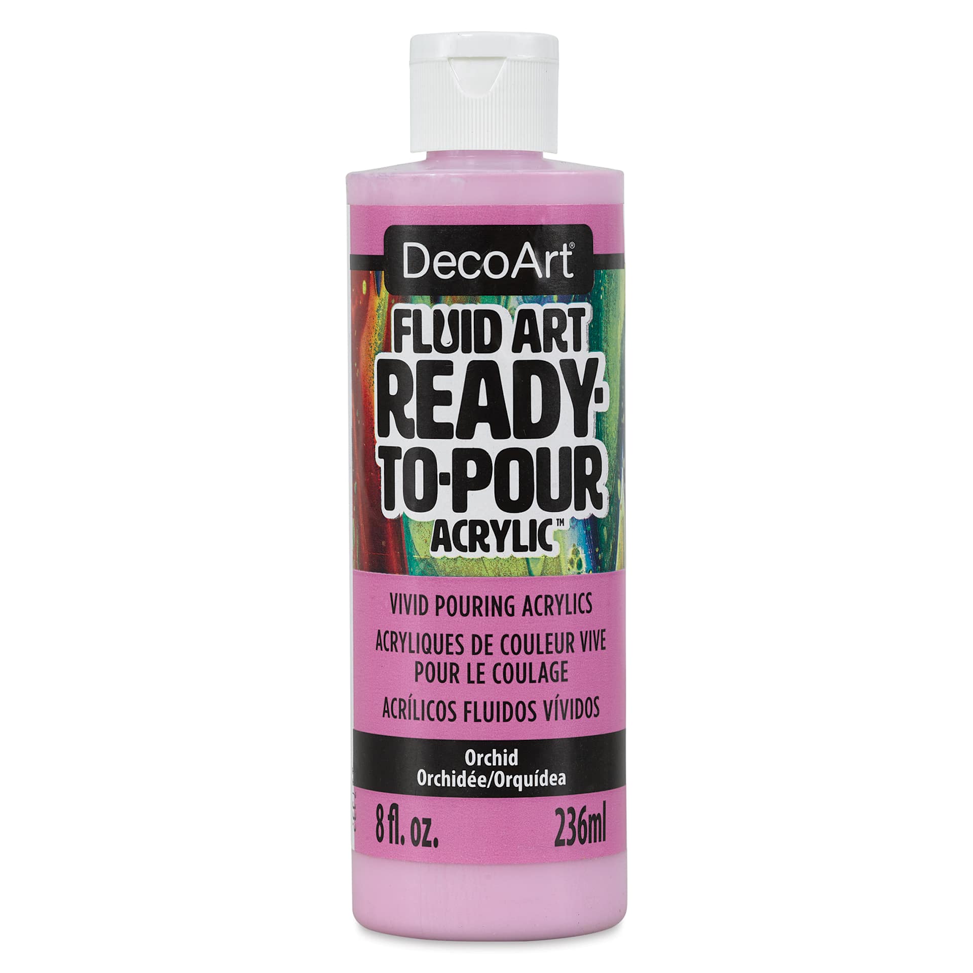 DecoArt Fluid Art Ready-To-Pour Acrylic - Orchid, 8 oz Bottle (Front)