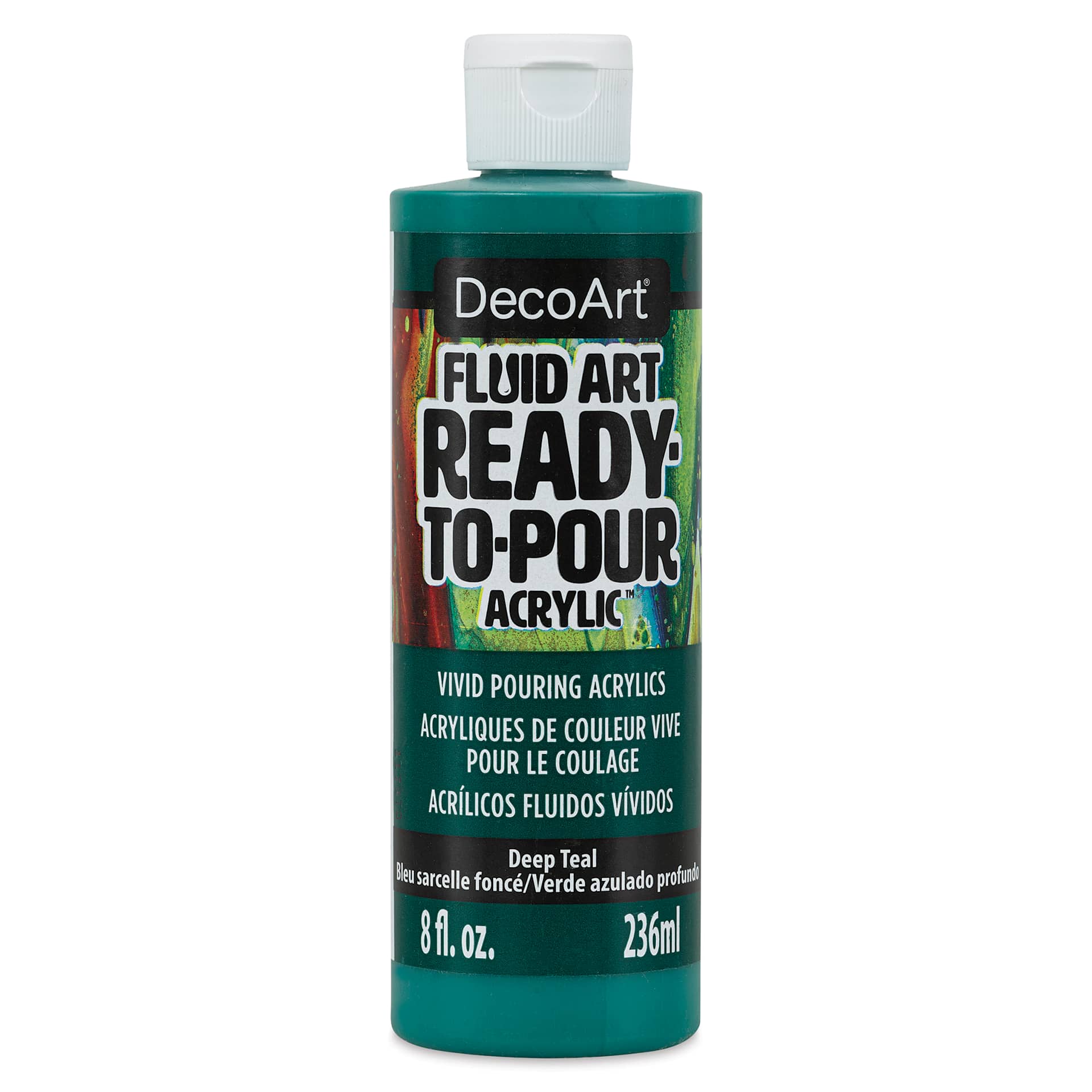 DecoArt Fluid Art Ready-To-Pour Acrylic - Deep Teal, 8 oz Bottle front