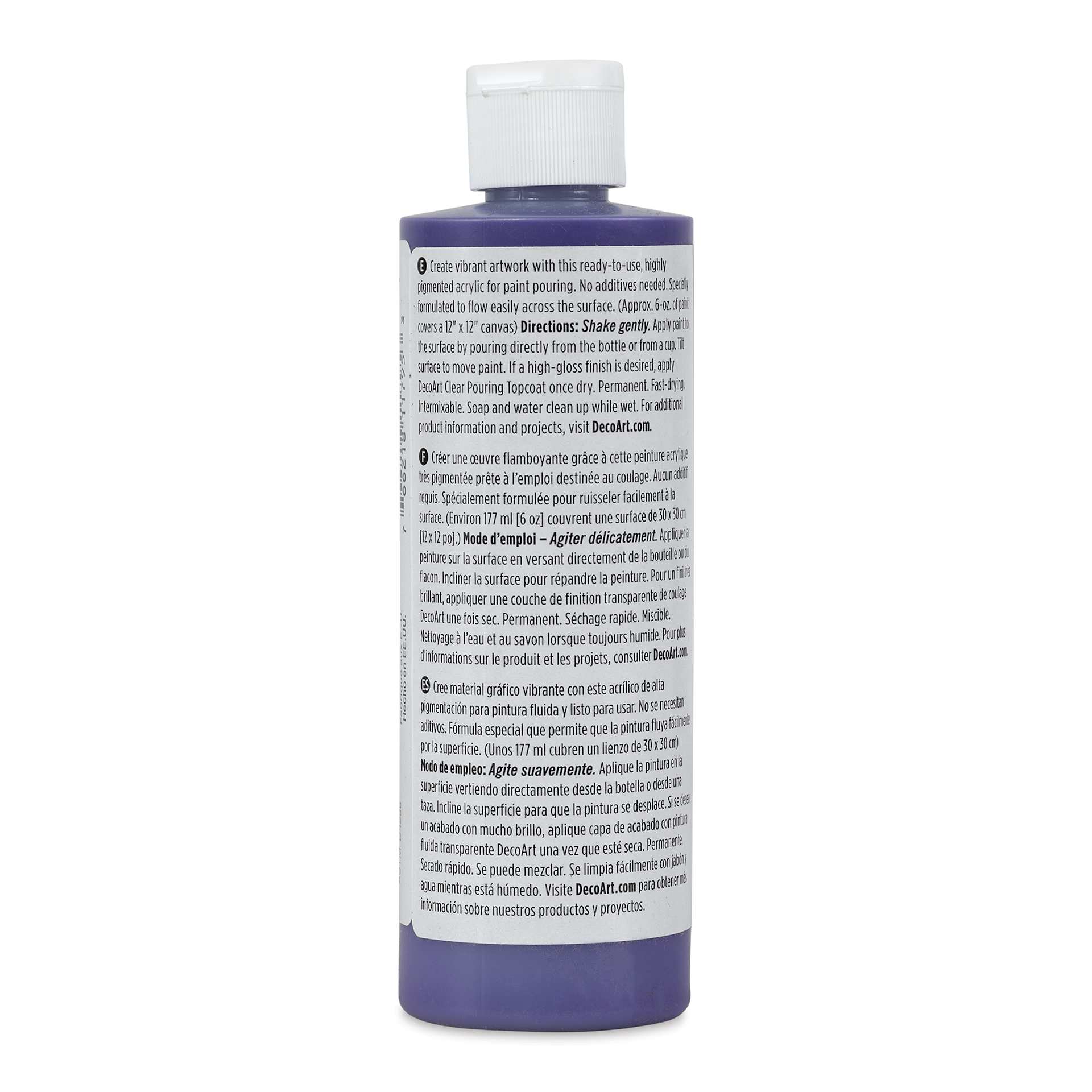 DecoArt Fluid Art Ready-To-Pour Acrylic - Blue Violet, 8 oz bottle (Back)