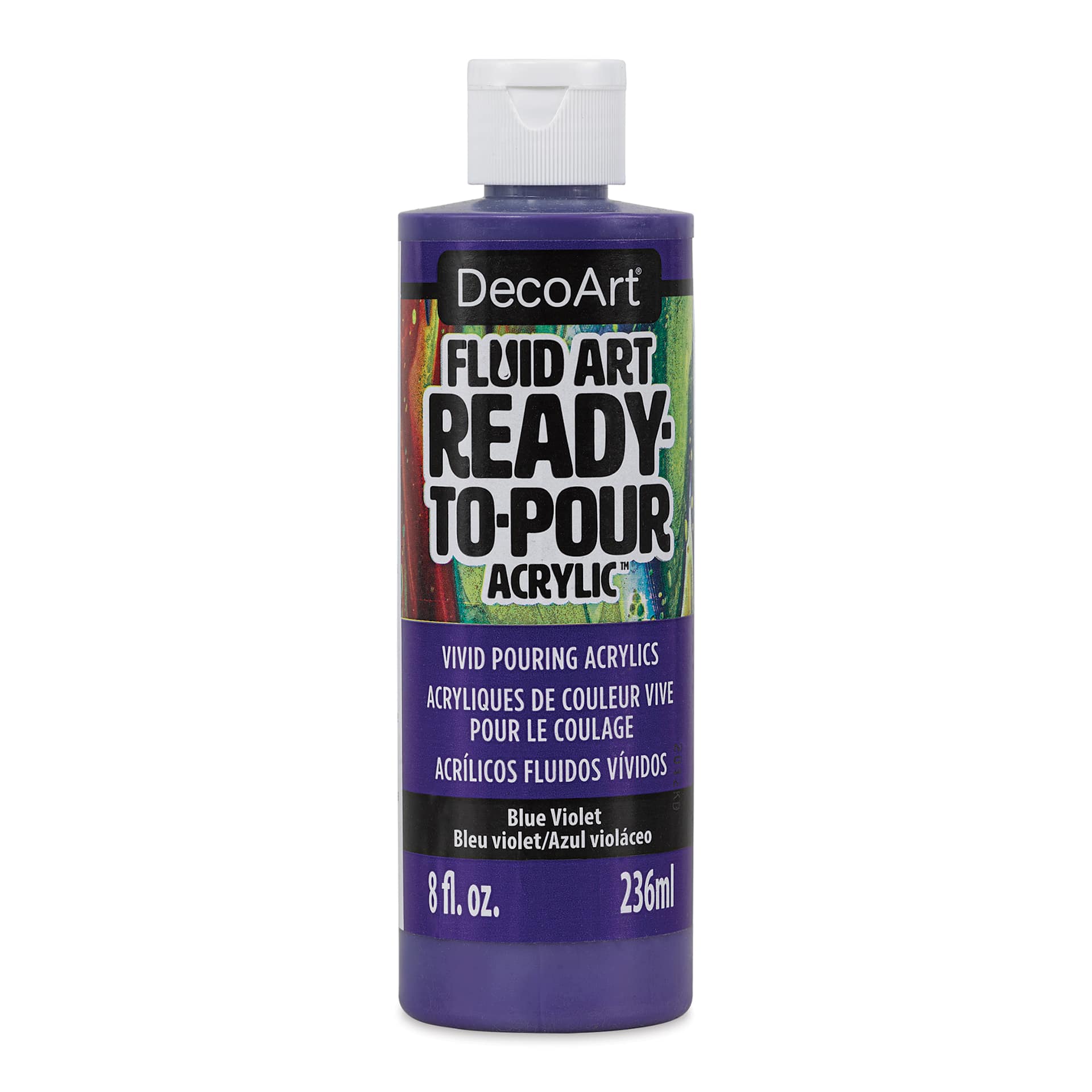 DecoArt Fluid Art Ready-To-Pour Acrylic - Blue Violet, 8 oz bottle (Front)