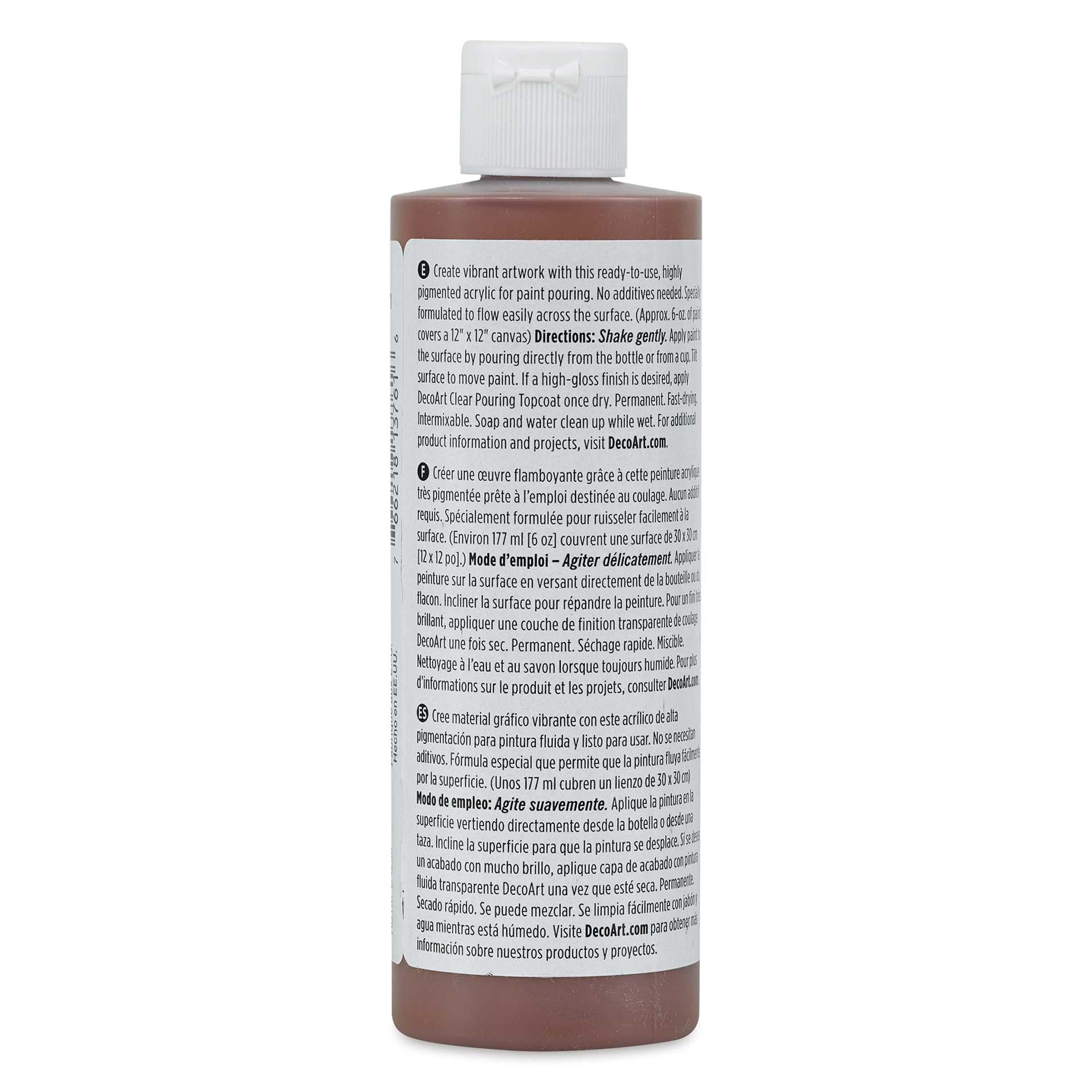 DecoArt Fluid Art Ready-To-Pour Acrylic - Sienna, 8 oz Bottle (Back)