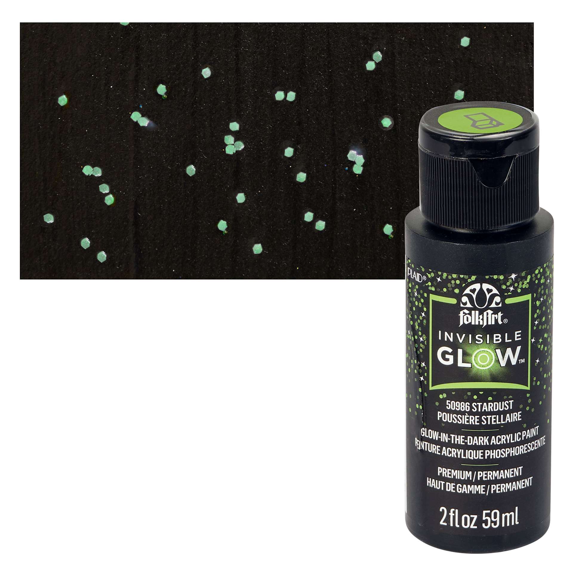 FolkArt Invisible Glow Acrylic Paint - Stardust - Bottle and Swatch
