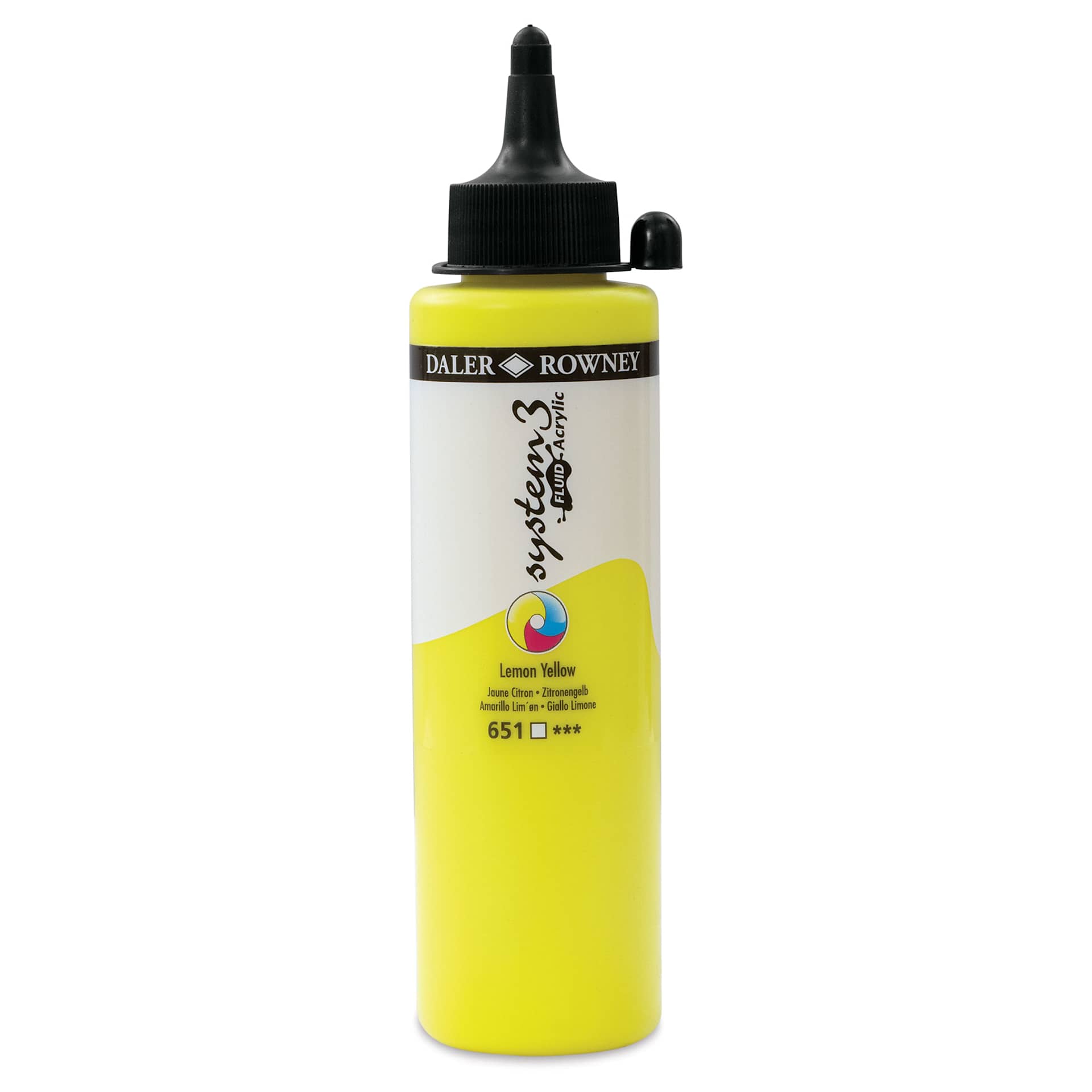 Daler-Rowney System3 Fluid Acrylic - Lemon Yellow, 250 ml