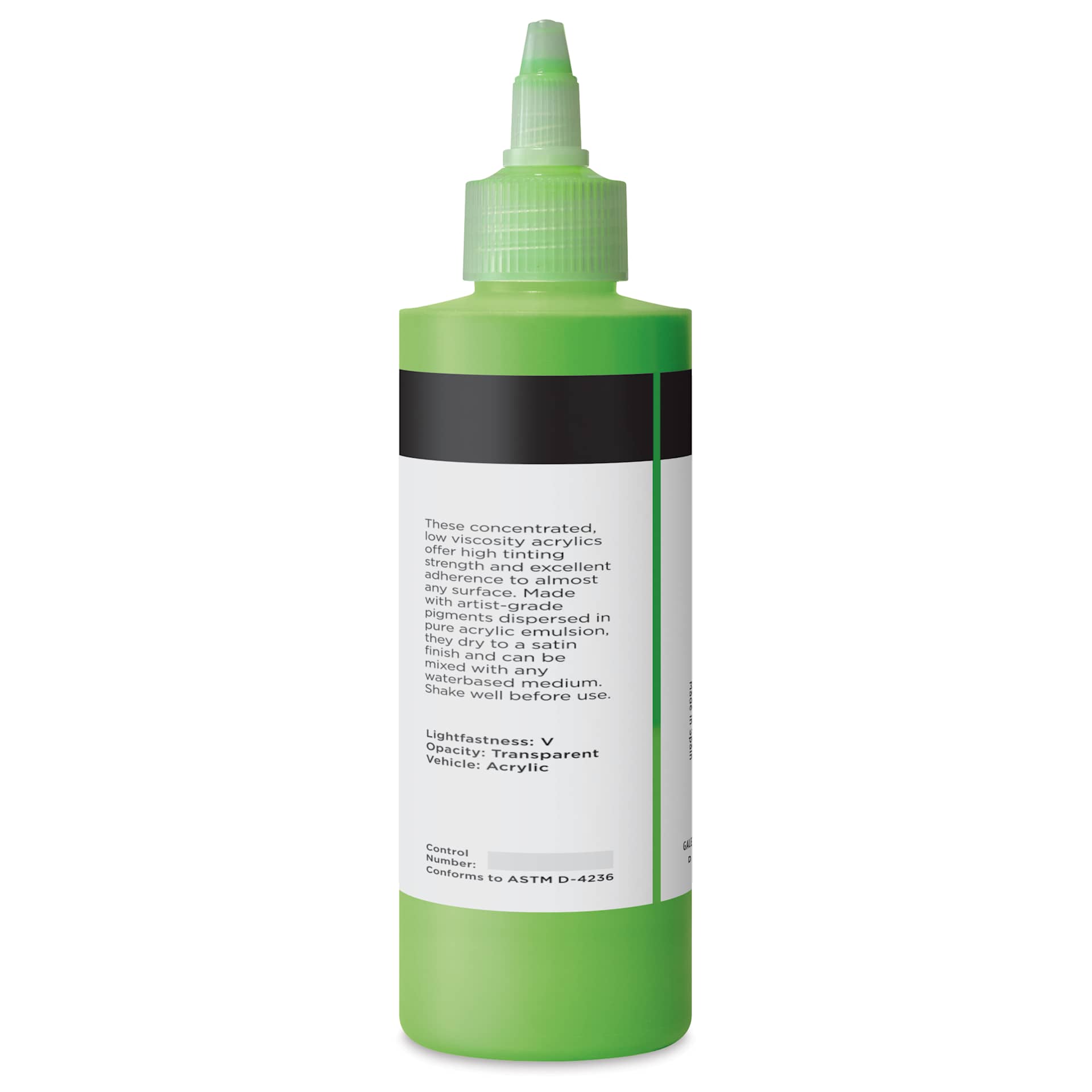 Blick Artists’ Fluid Acrylic - Fluorescent Green, 200 ml back