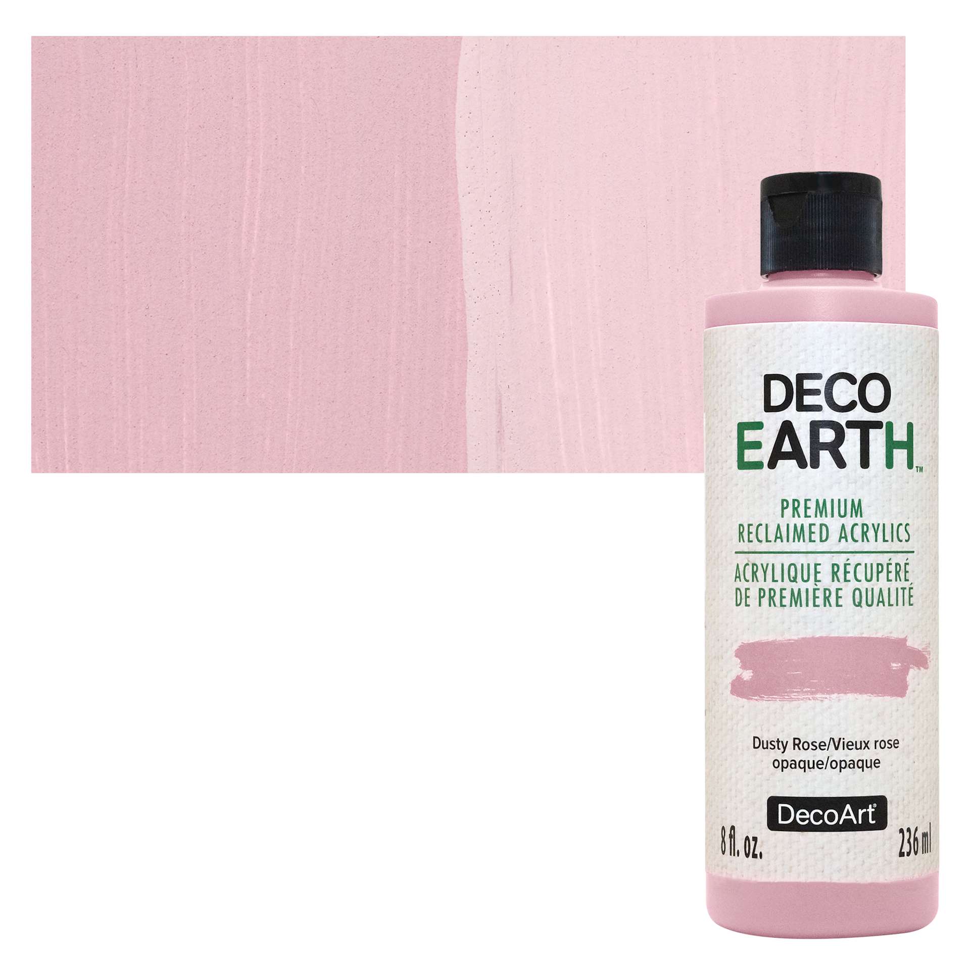 DecoArt DecoEarth Premium Reclaimed Acrylic Paint - Dusty Rose, 8 oz bottle with swatch