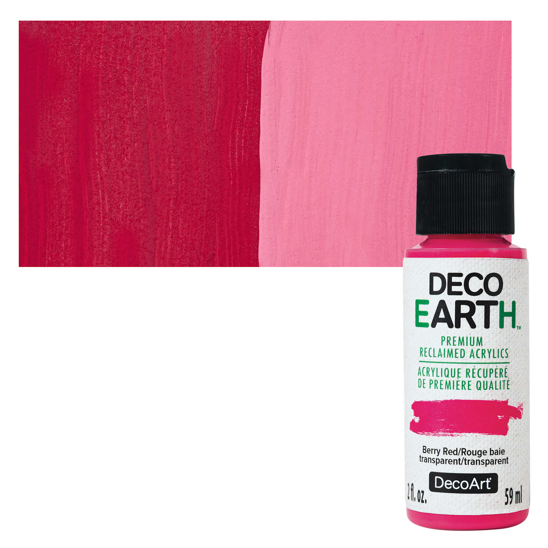 DecoArt DecoEarth Premium Reclaimed Acrylic Paint - Berry Red, 2 oz botle with swatch