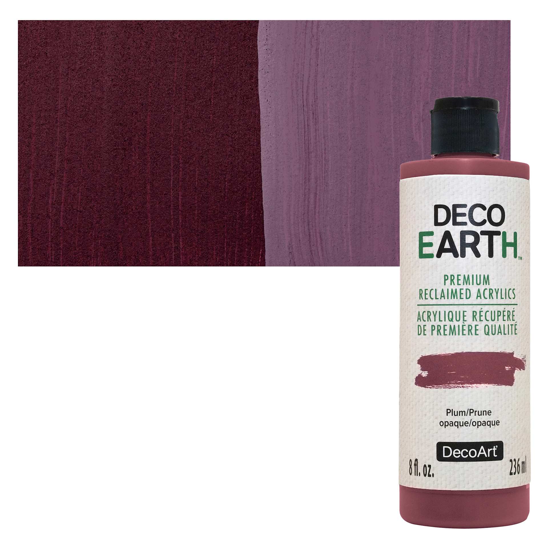 DecoArt DecoEarth Premium Reclaimed Acrylic Paint - Plum, 8 oz bottle with swatch