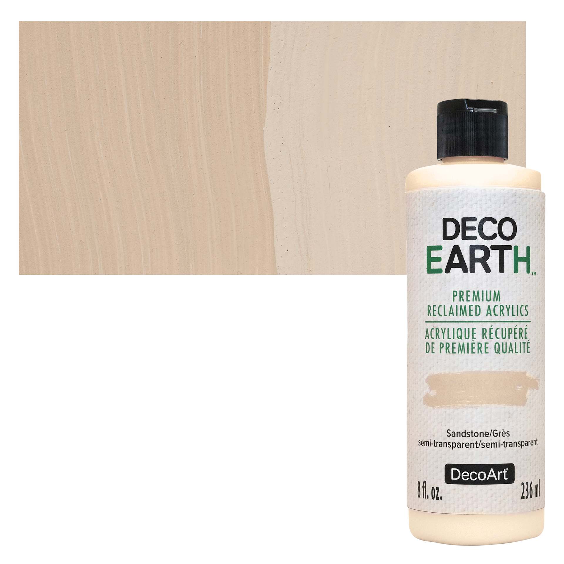 DecoArt DecoEarth Premium Reclaimed Acrylic Paint - Sandstone, 8 oz bottle with swatch