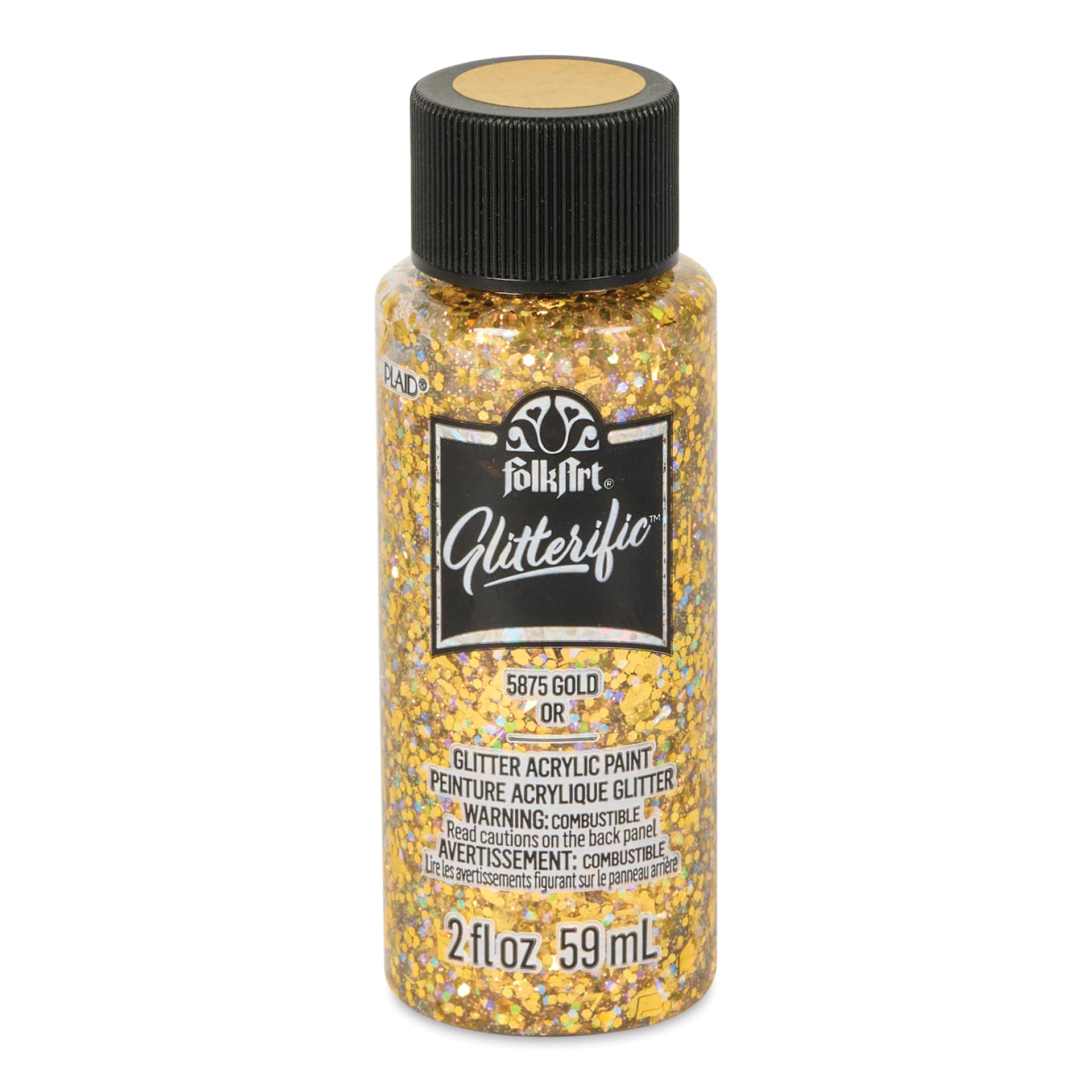 FolkArt Glitterific Acrylic Paint - Gold, 2 oz - front