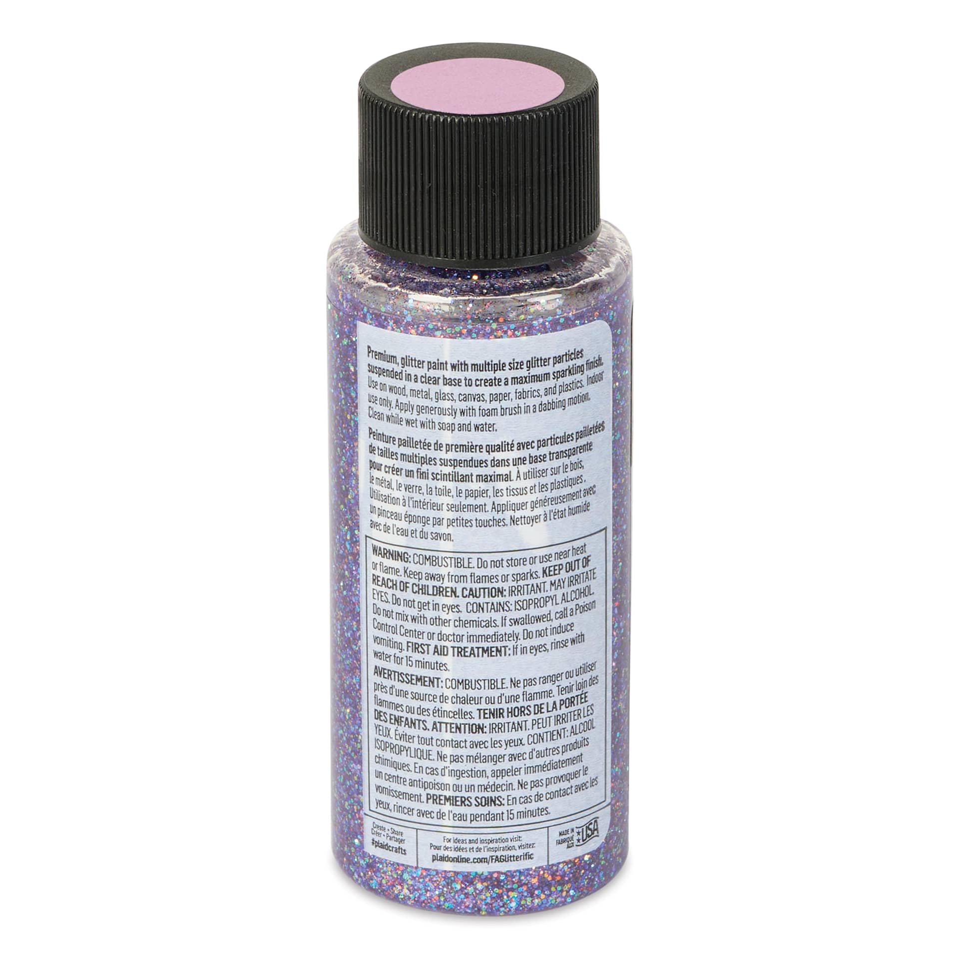FolkArt Glitterific Fine Acrylic Paint - Purple, 2 oz - back
