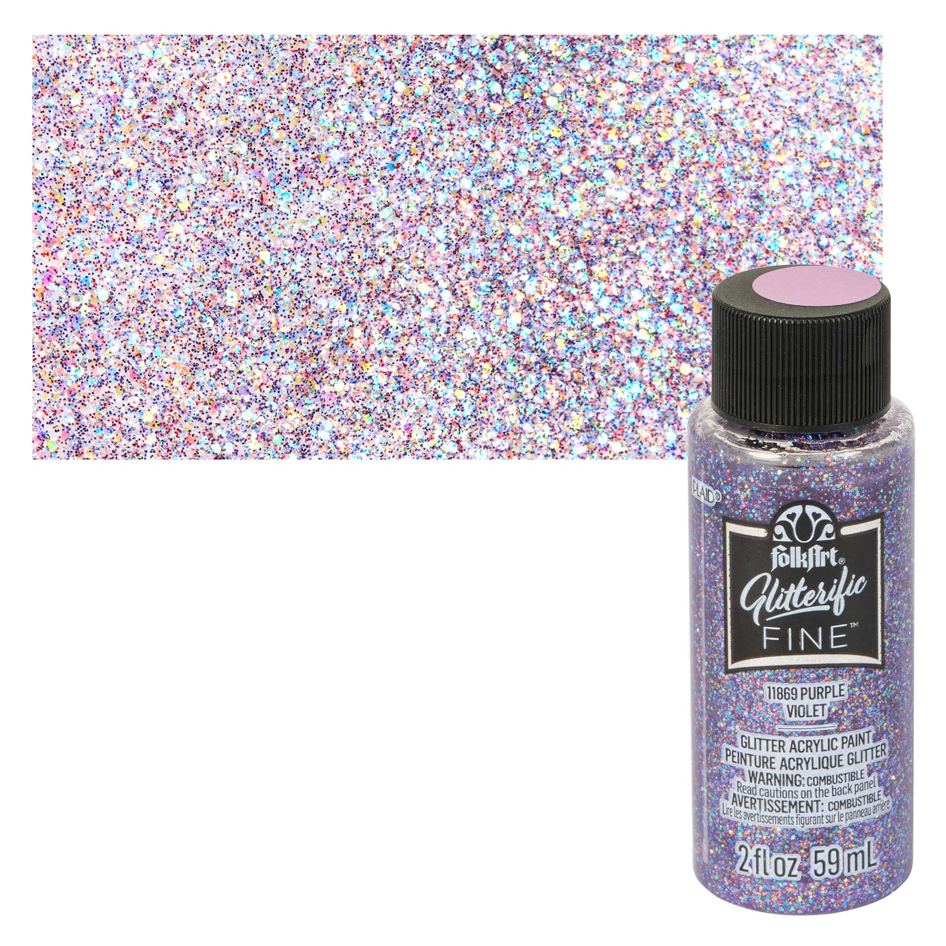 FolkArt Glitterific Fine Acrylic Paint - Purple - Bottle and Swatch