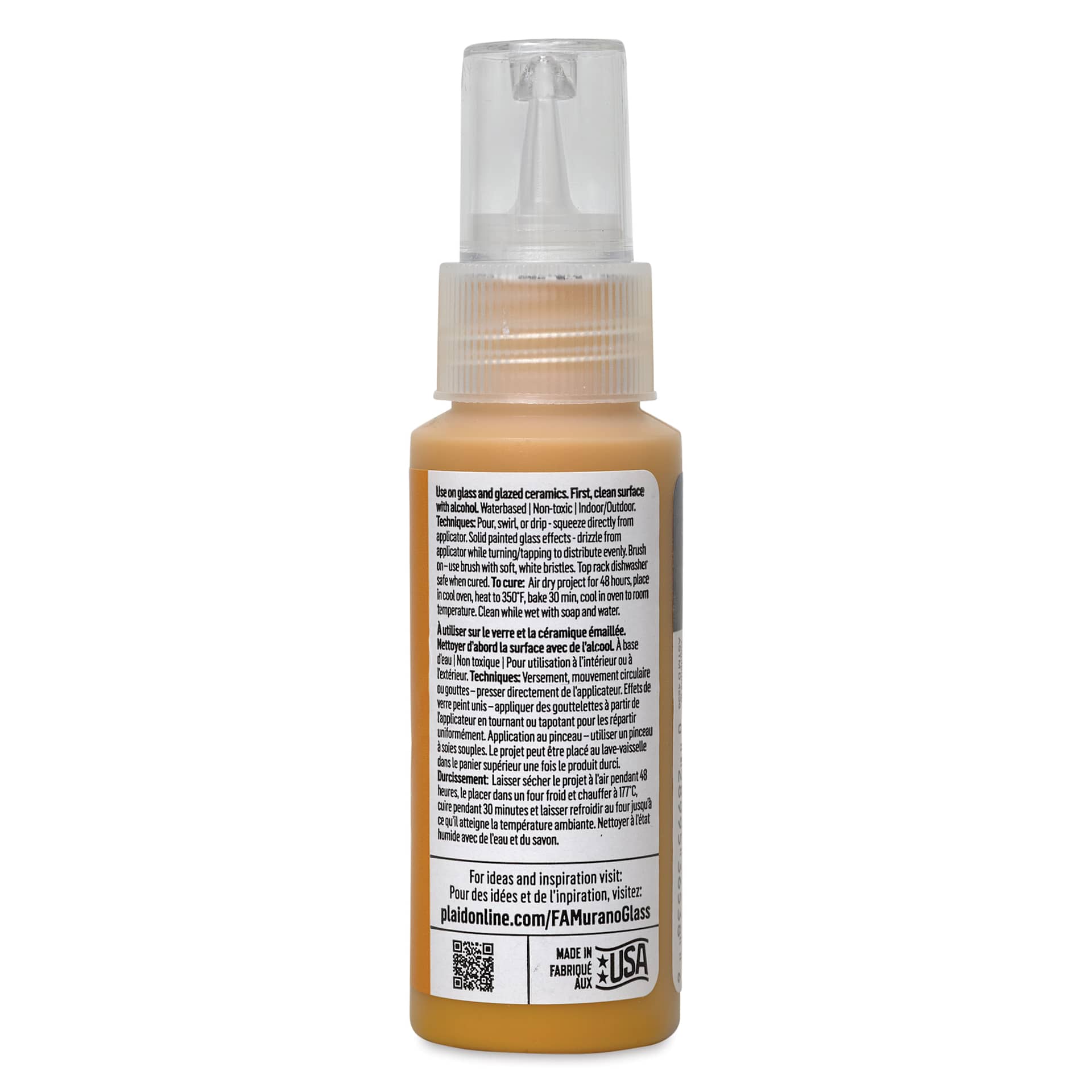 FolkArt Murano Glass Paint - Transparent Amber, 2 oz back