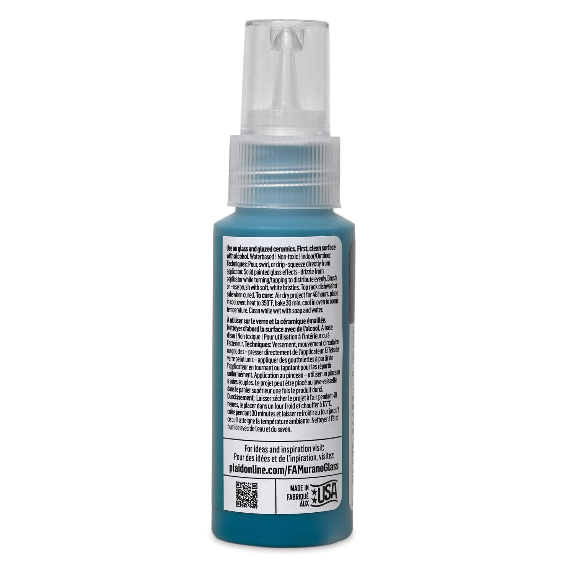 FolkArt Murano Glass Paint - Teal, 2 oz back