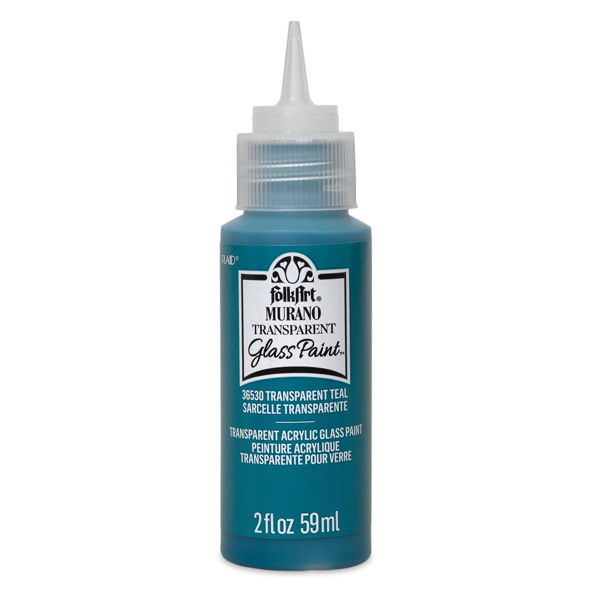 FolkArt Murano Glass Paint - Teal, 2 oz with cap off