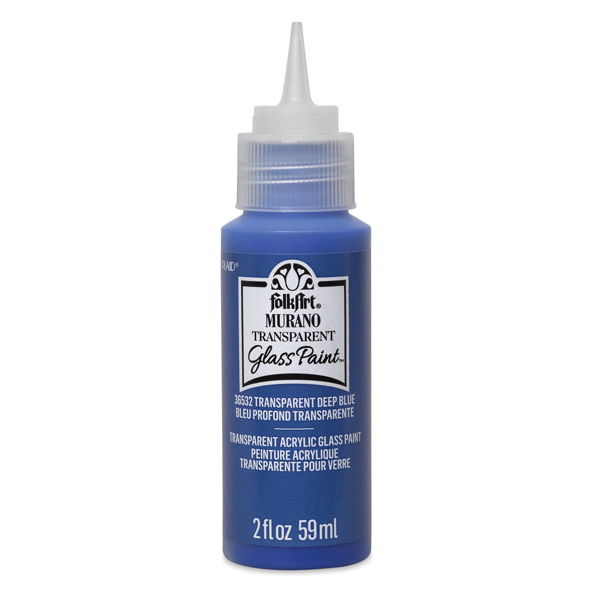 FolkArt Murano Glass Paint - Deep Blue, 2 oz with cap off