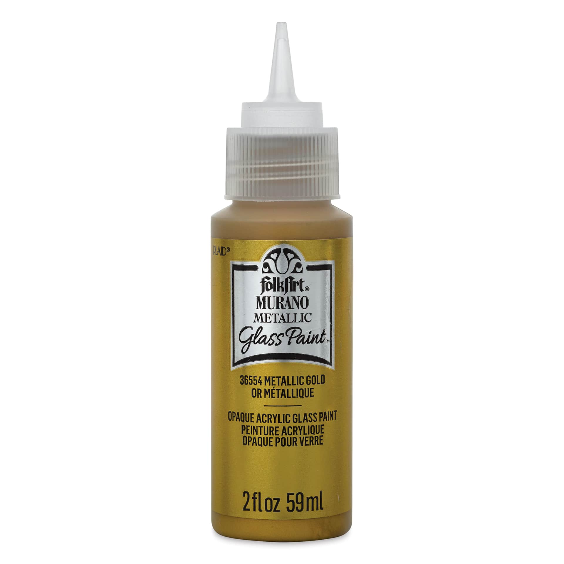 FolkArt Murano Glass Paint - Metallic Gold, 2 oz with cap off