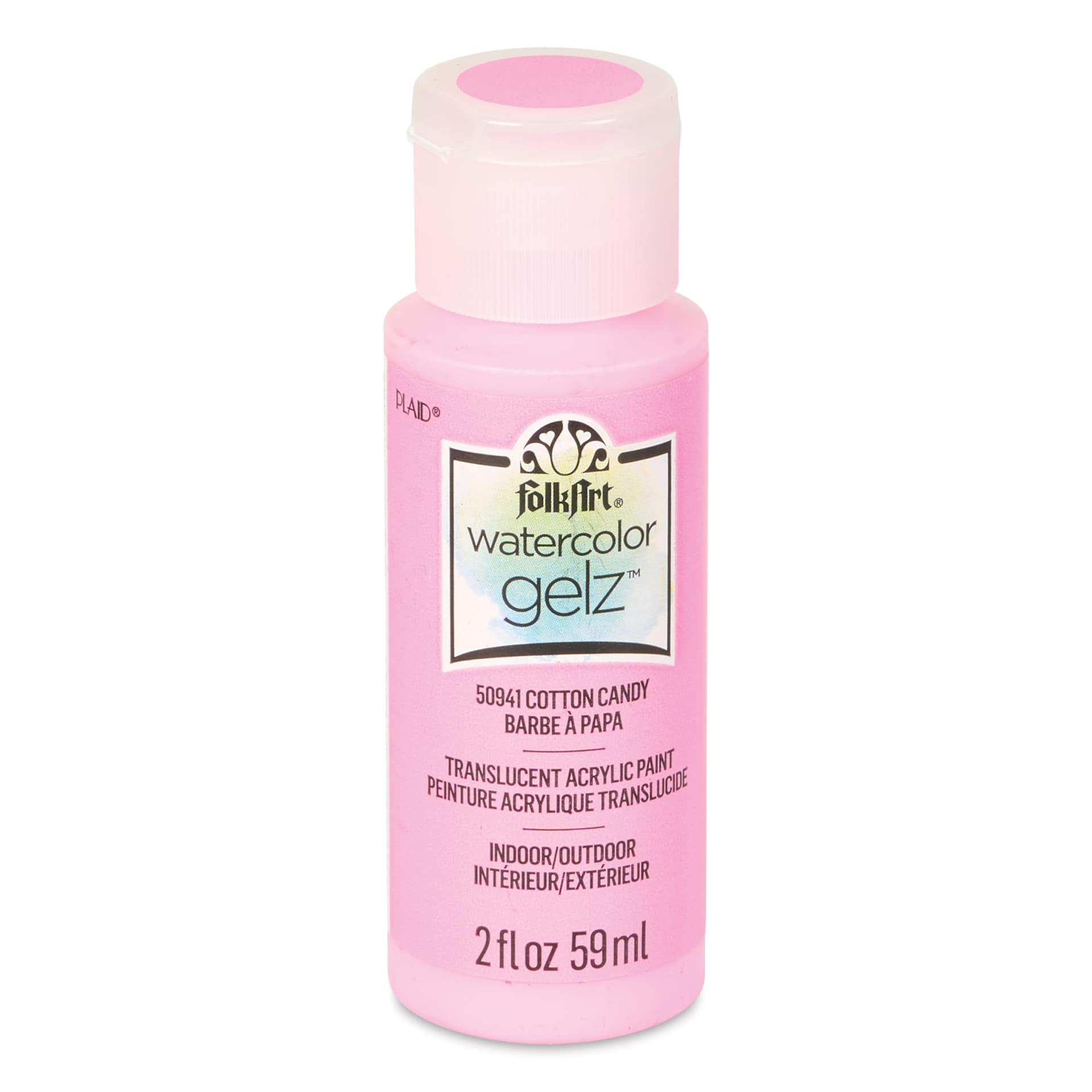 FolkArt Watercolor Gelz Acrylic Paint - Cotton Candy, 2 oz - front