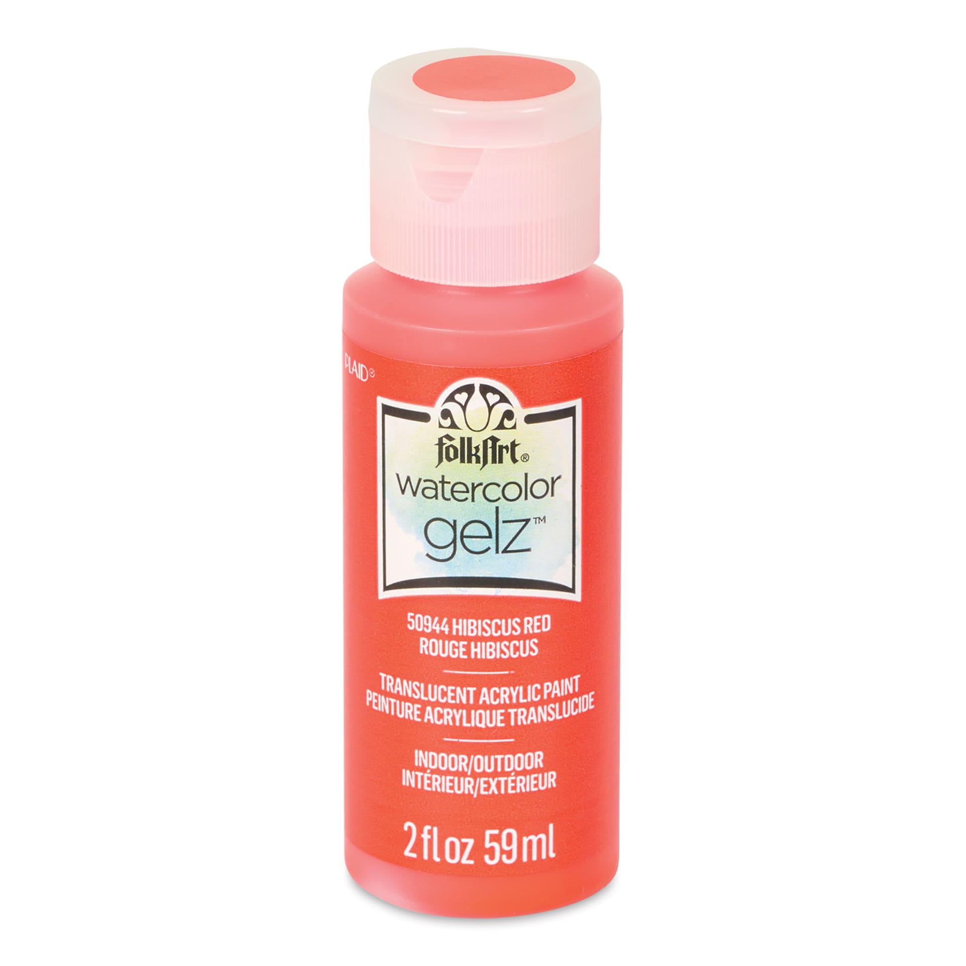 FolkArt Watercolor Gelz Acrylic Paint - Hibiscus Red, 2 oz - front