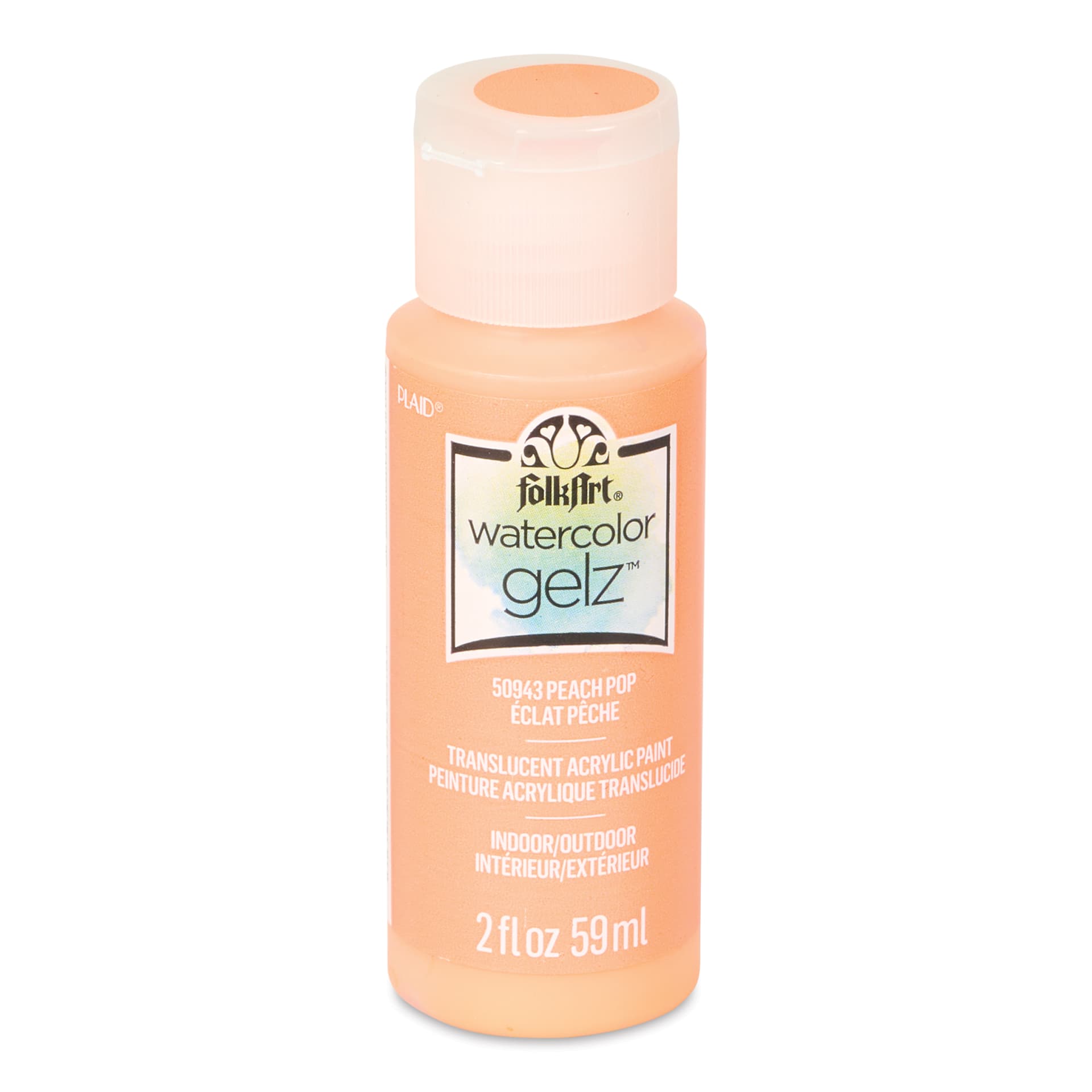FolkArt Watercolor Gelz Acrylic Paint- Peach Pop, 2 oz - front