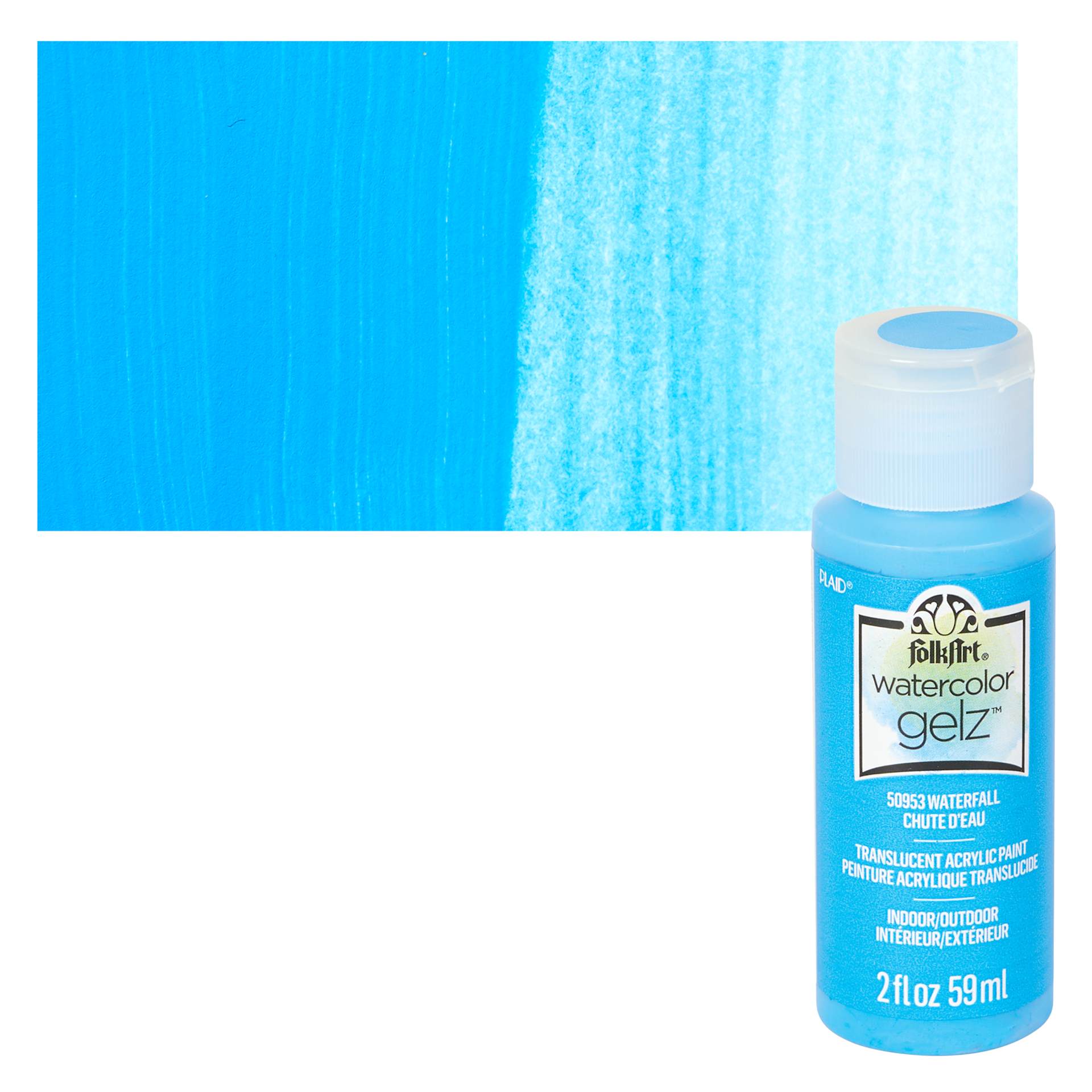 FolkArt Watercolor Gelz Acrylic Paint - Waterfall - Bottle and Swatch
