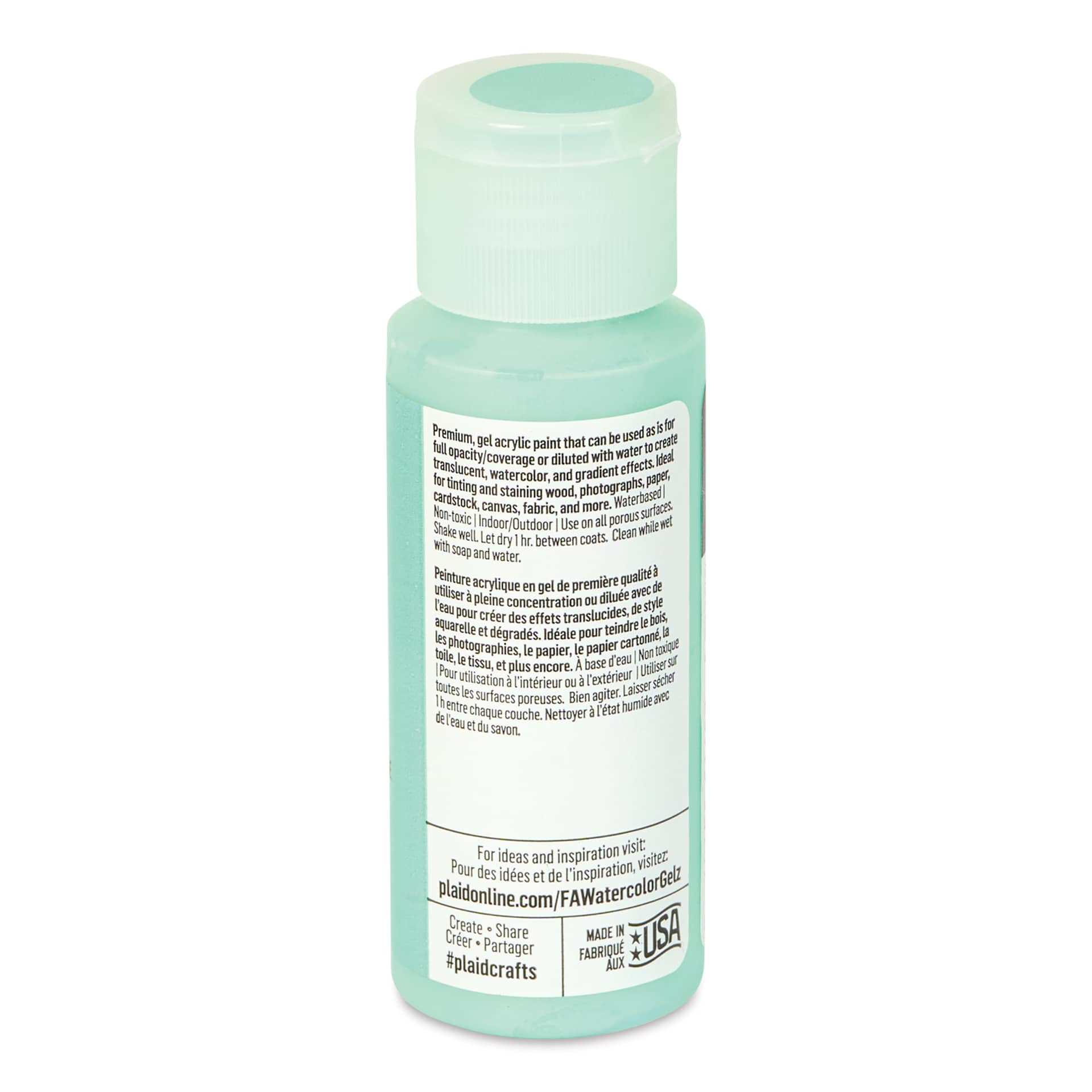 FolkArt Watercolor Gelz Acrylic Paint - Beach Glass, 2 oz - back