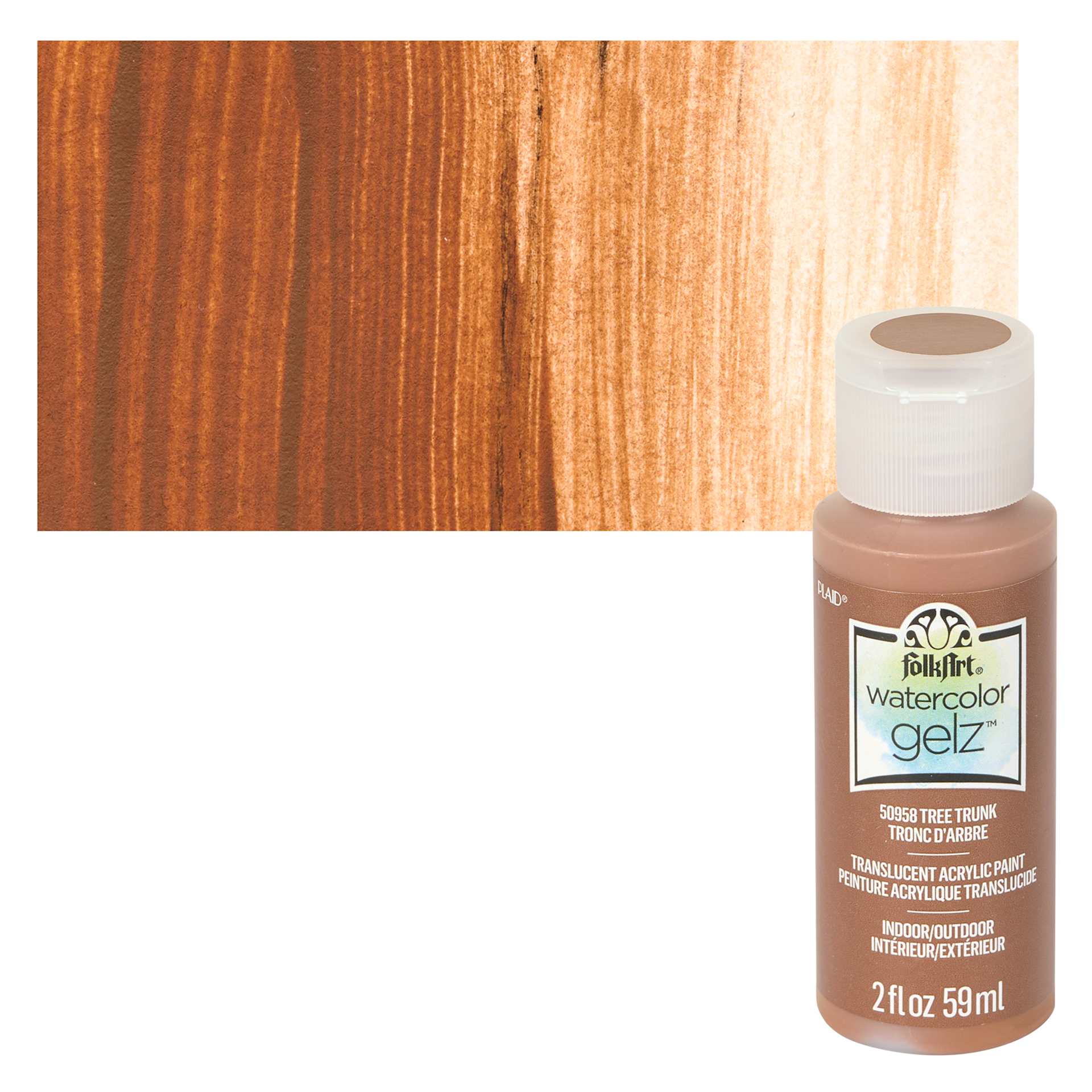 FolkArt Watercolor Gelz Acrylic Paint - Tree Trunk - Bottle and Swatch