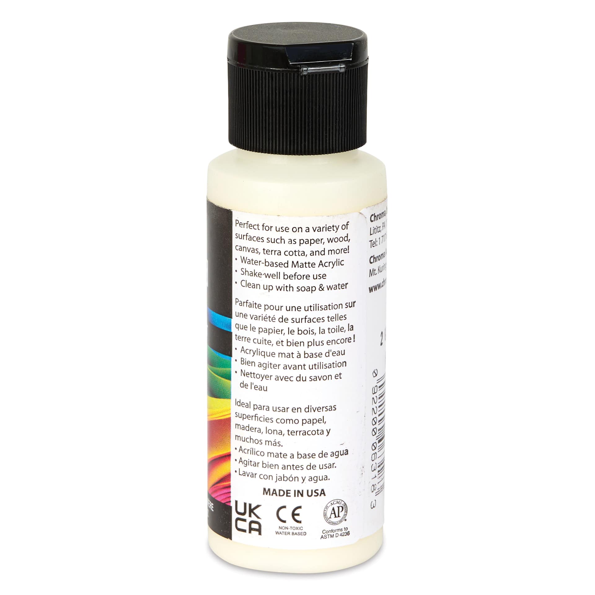 Chroma Craft Colors Acrylic Paint - Glow-in-the-Dark Cosmic Glow, 2 oz, showing paint usage in label