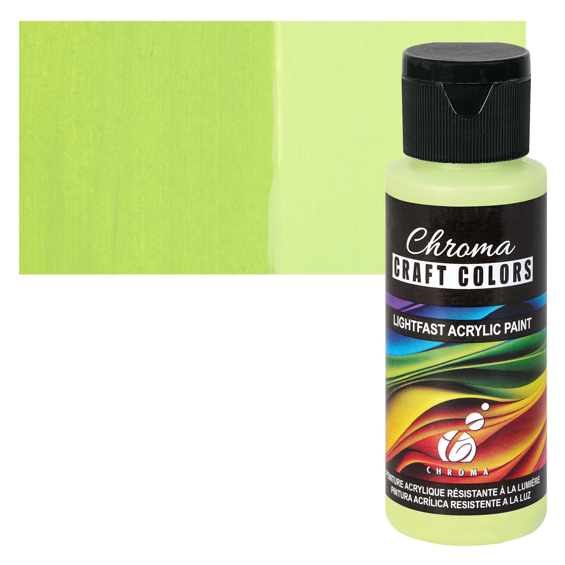 Chroma Craft Colors Acrylic Paint - Wasabi, swatch and bottle