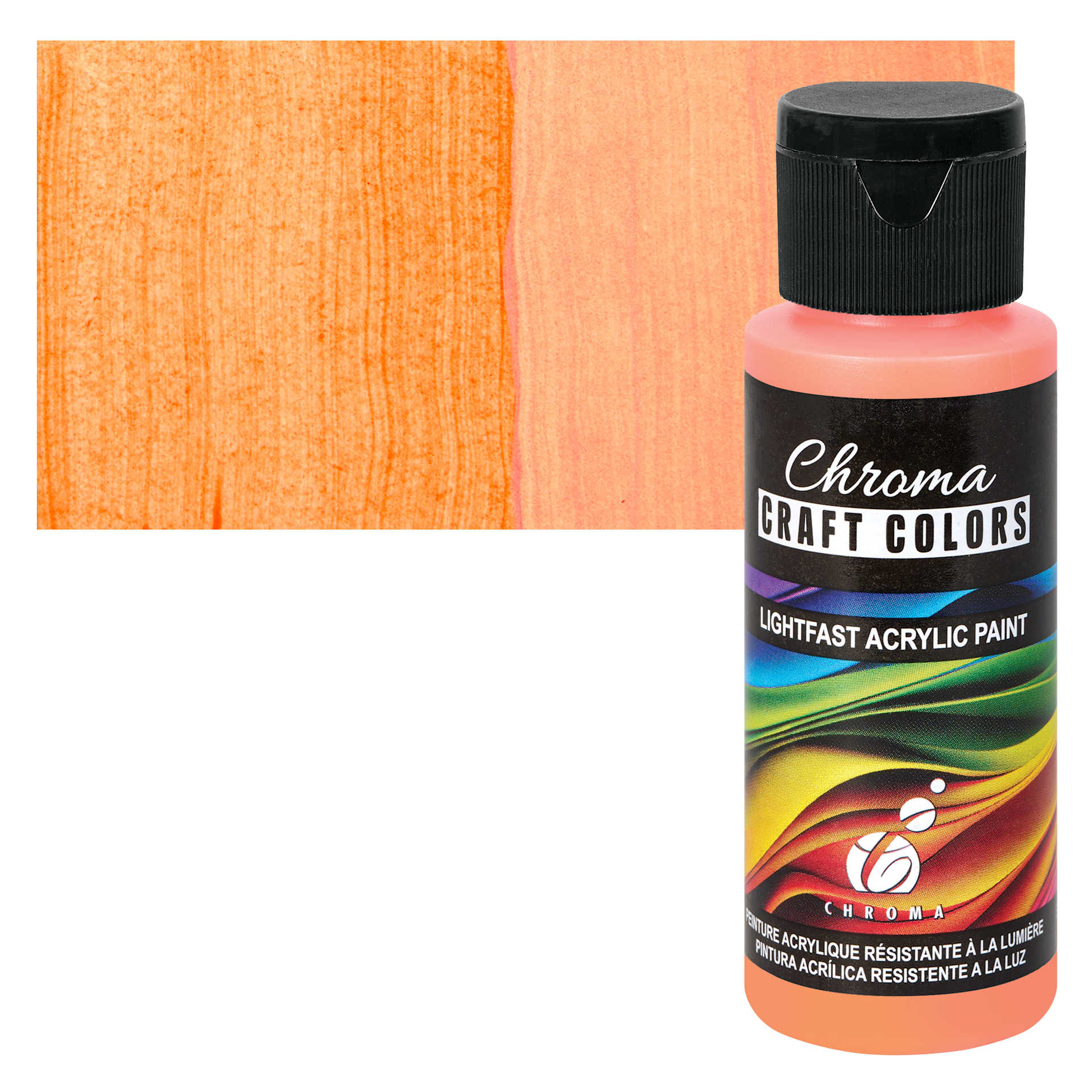 Chroma Craft Colors Acrylic Paint - Neon Safety Vest, swatch and bottle