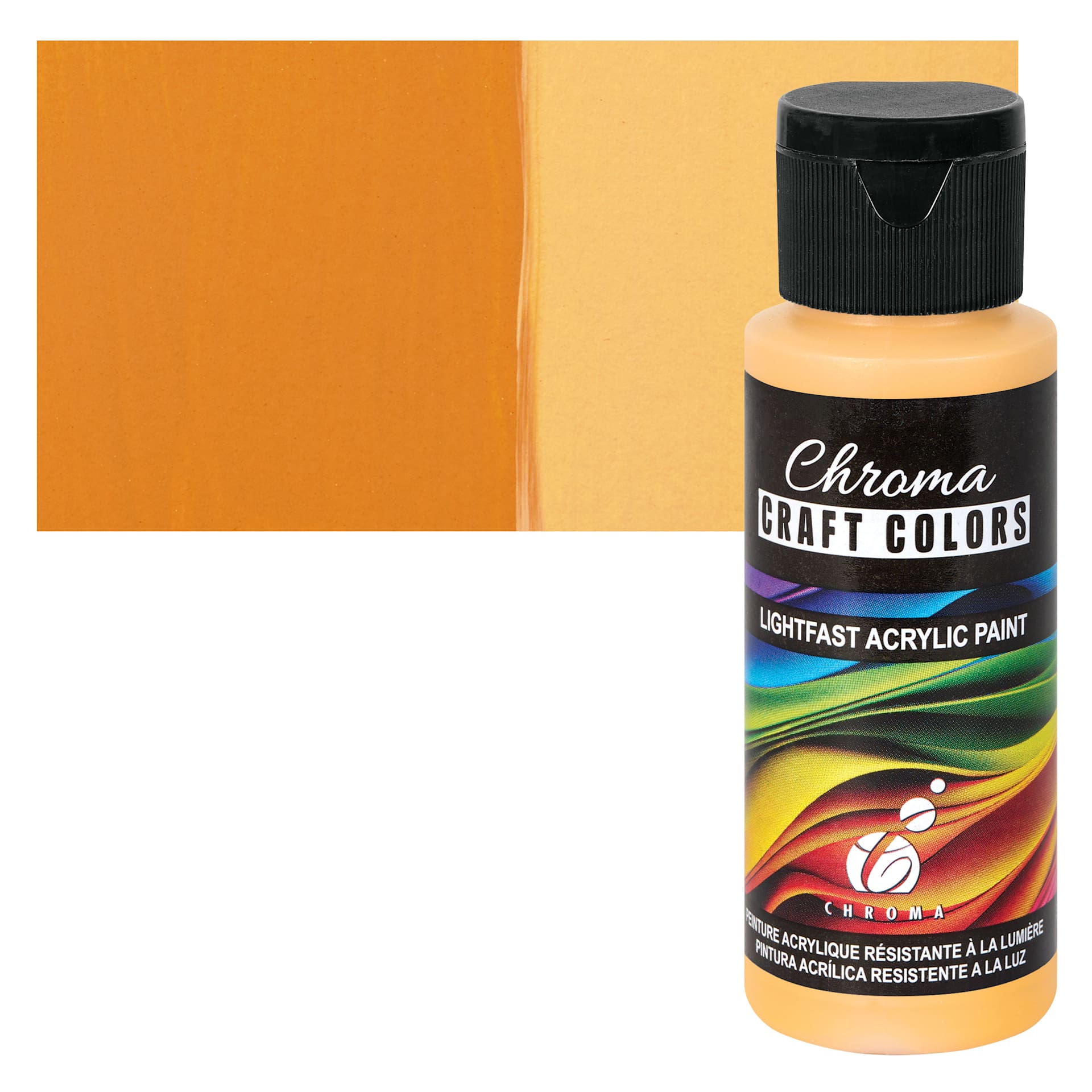 Chroma Craft Colors Acrylic Paint - Cantaloupe, swatch and bottle