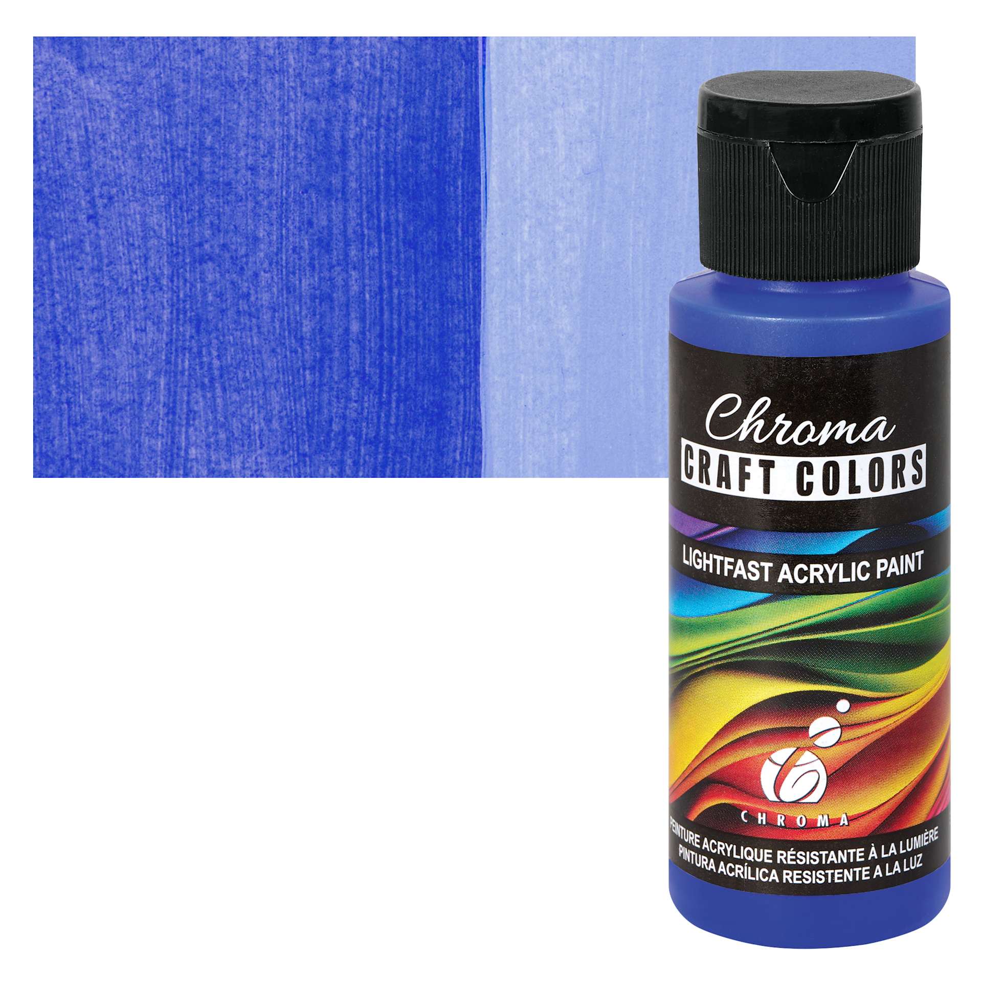 Chroma Craft Colors Acrylic Paint - Egyptian Blue, swatch and bottle