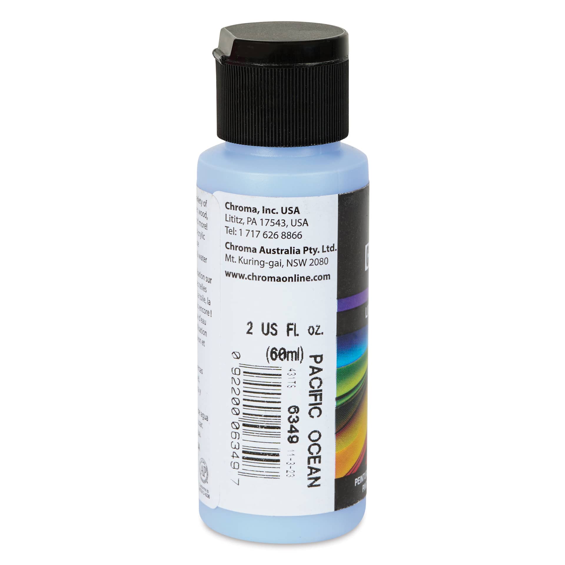 Chroma Craft Colors Acrylic Paint - Pacific Ocean, 2 oz, label shown